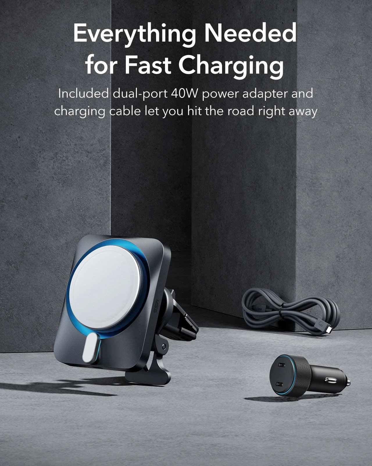 15W Car Charger with MagSafe + CryoBoost - Cool Grey - Image 10