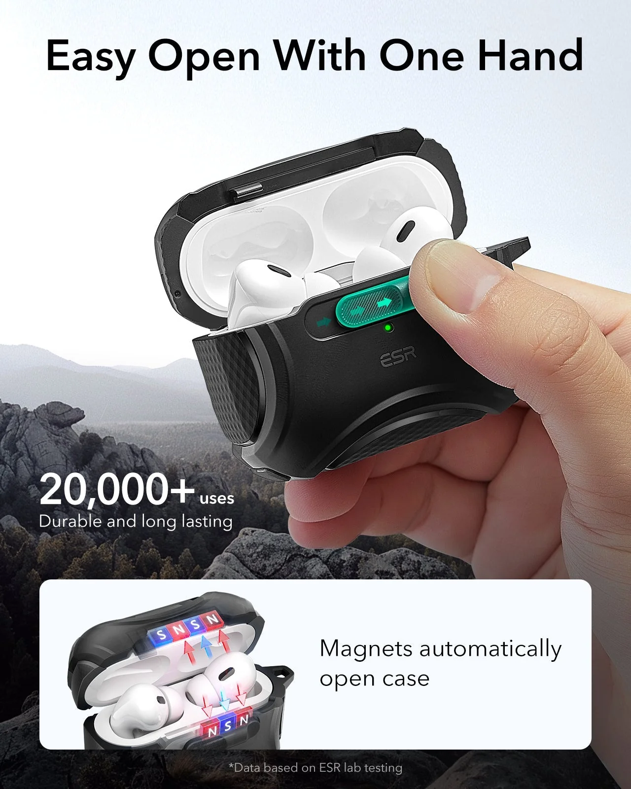 AirPods Pro (2023/2022/2019) Cyber FlickLock Case (HaloLock) - Midnight Black - Image 4