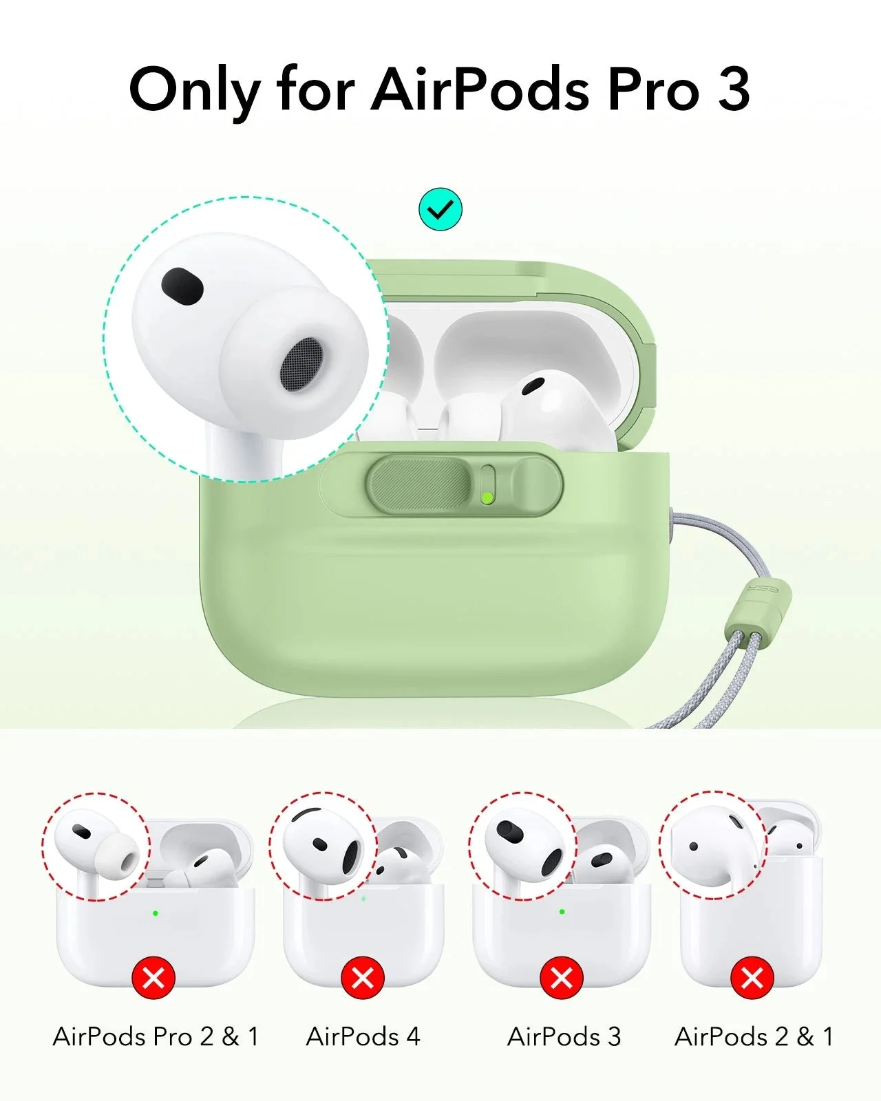 AirPods Pro 3 Pulse FlickLock Magnetic Case - Light Green - Image 2