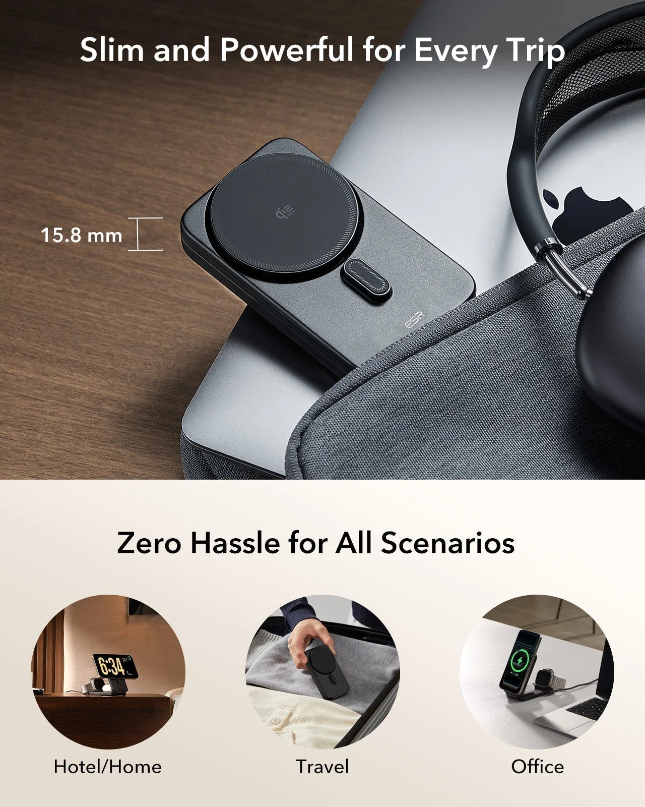 25W CryoBoost Foldable 3-in-1 Magnetic Charger and Wallet Stand Bundle - US Plug-Black - Image 3