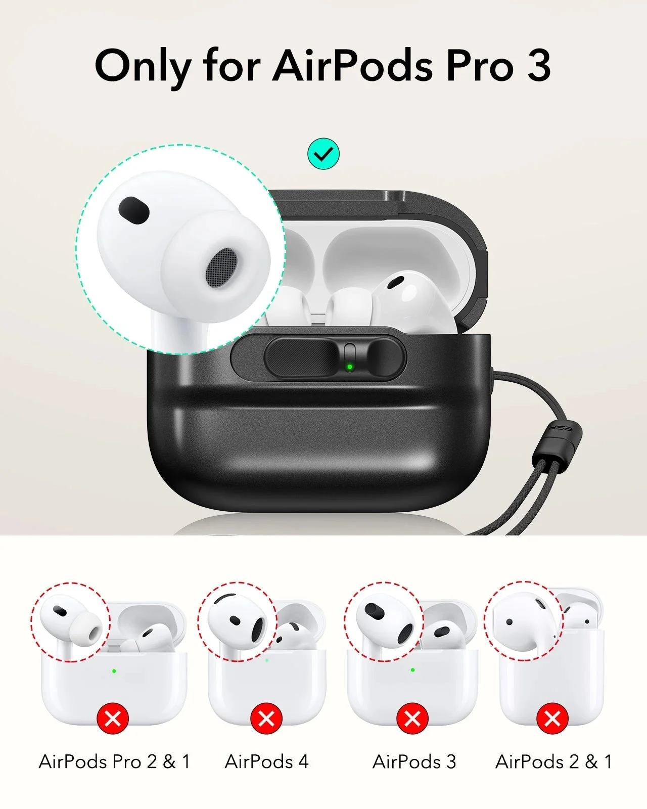 15W 3-in-1 Wireless Charging Station with CryoBoost (HaloLock) and AirPods Pro 3 Pulse FlickLock Case Bundle - Black - US Plug - Image 10