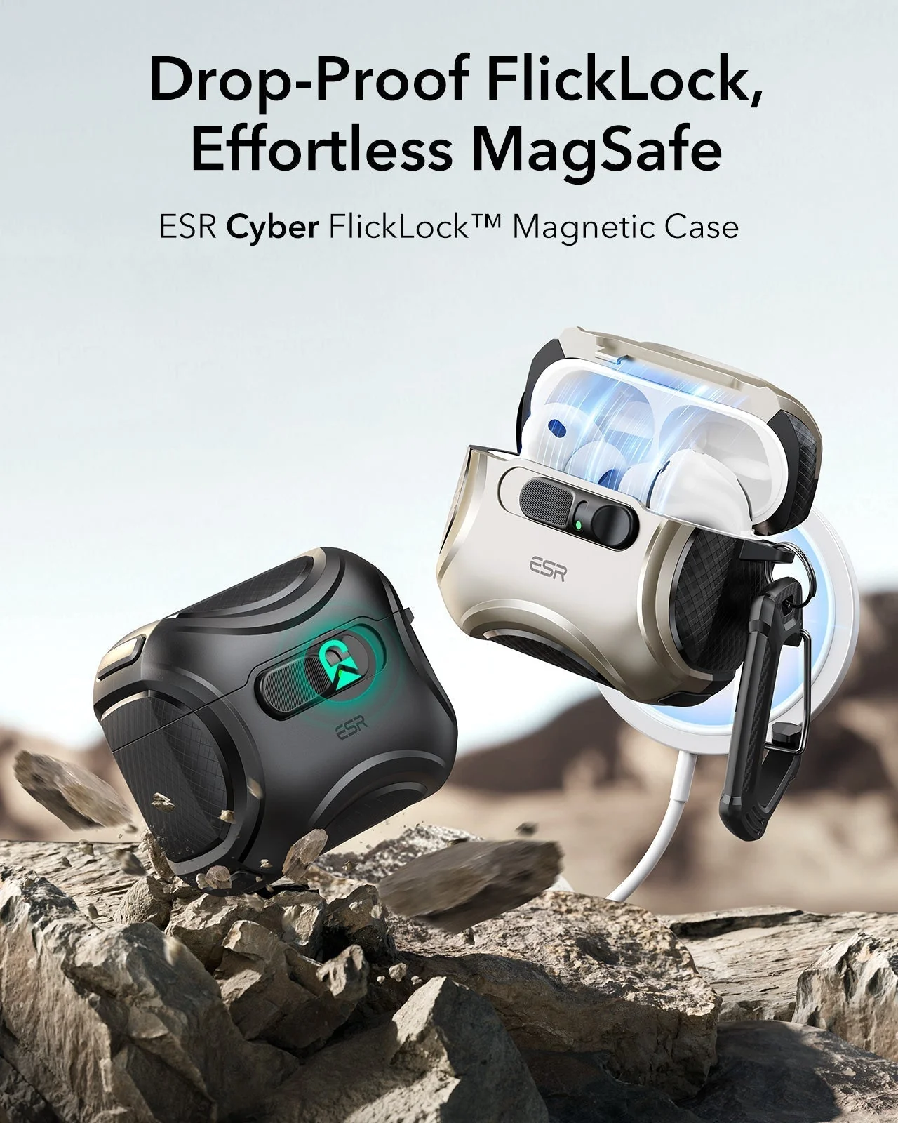 25W CryoBoost 3-in-1 Magnetic Charger (Qi2) and AirPods Pro 3 Cyber FlickLock Case Bundle - US Plug–Black - Image 12