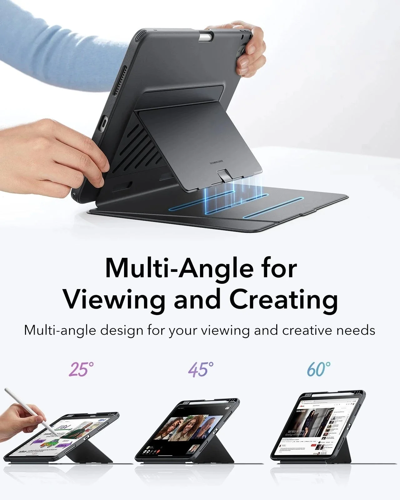 iPad Air 11" (M4) 2026 Flip Magnetic Case with Pencil Holder - Black - Image 4