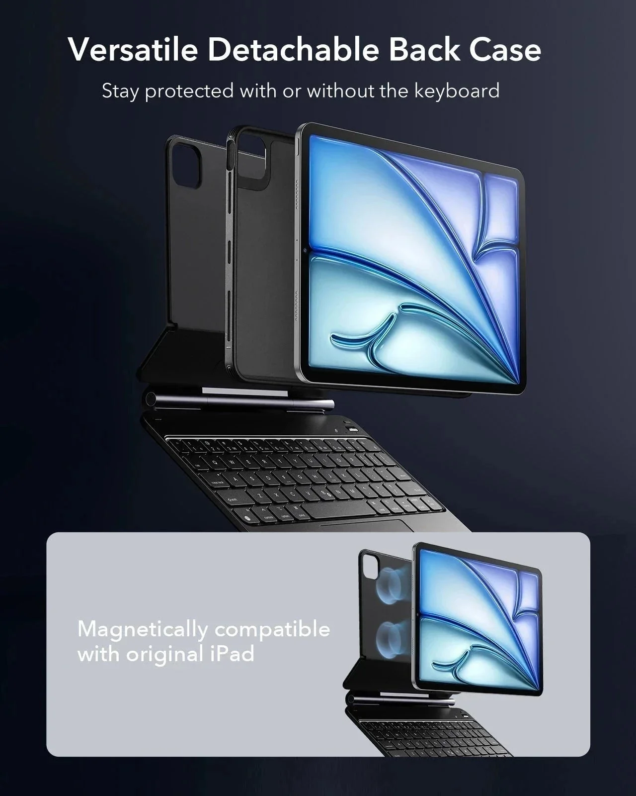 iPad Air 11" (M4) 2026 Rebound Magnetic Keyboard Case 360 - UK Layout-Black - Image 5