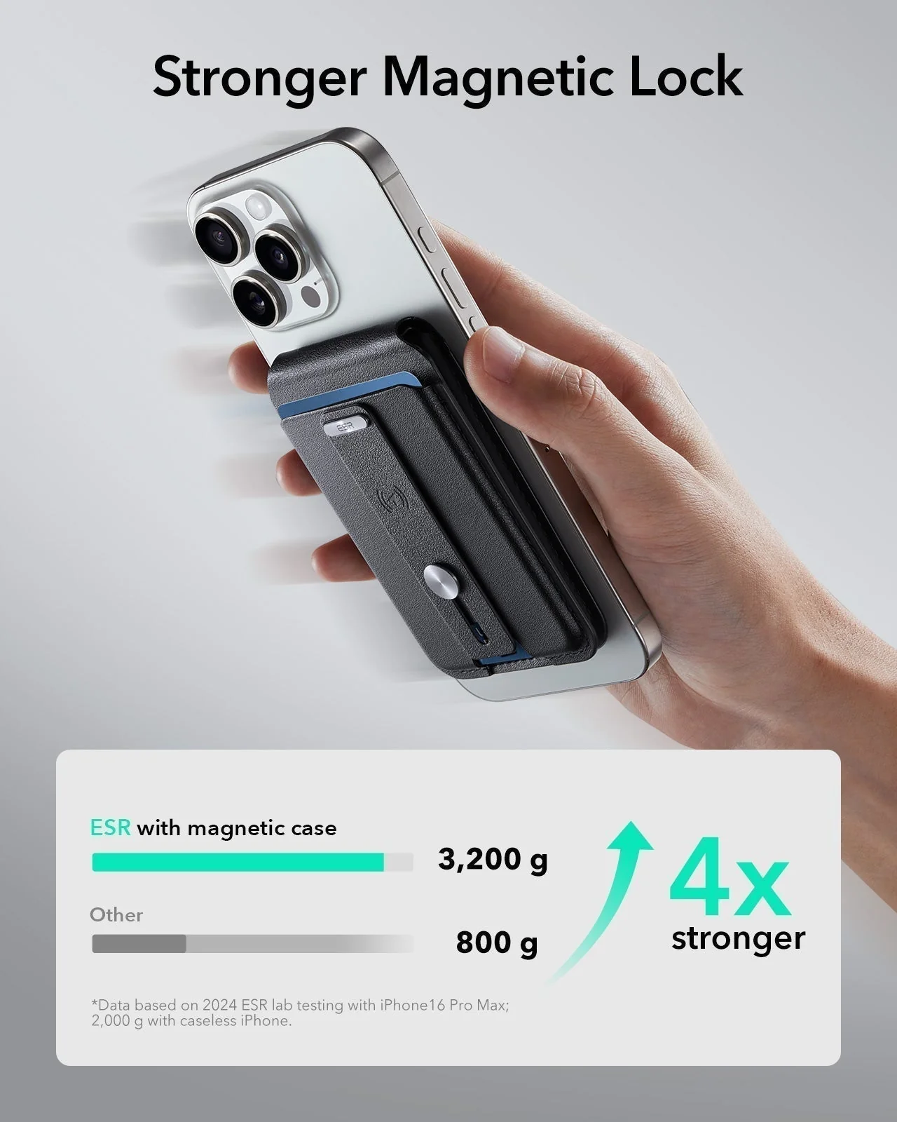 iPhone 17 Pro Classic Hybrid Magnetic Case (Camera Control, Stash Stand) with Wallet Stand Bundle - Frosted Blue - Image 4
