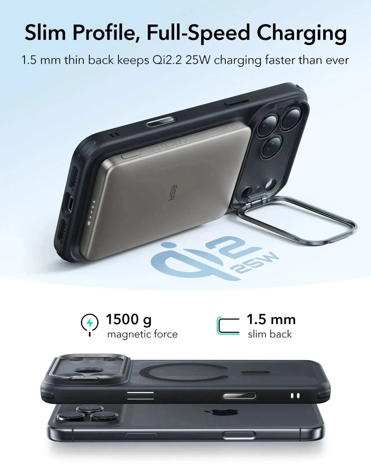 iPhone 17 Pro Bundle Classic Hybrid Magnetic Case (Camera Control, Stash Stand) and Armorite Privacy Screen Protector - Frosted Black - Image 6