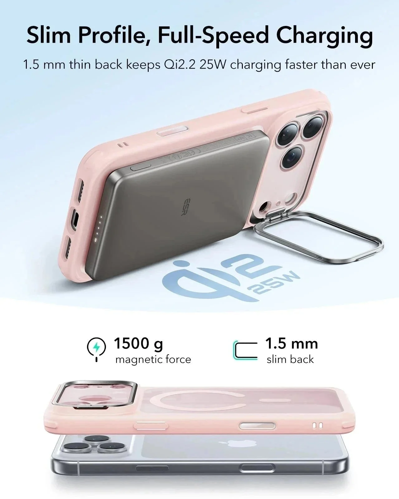 iPhone 17 Pro Bundle Classic Hybrid Magnetic Case (Camera Control, Stash Stand) and Armorite Privacy Screen Protector - Frosted Bubblegum Pink - Image 6