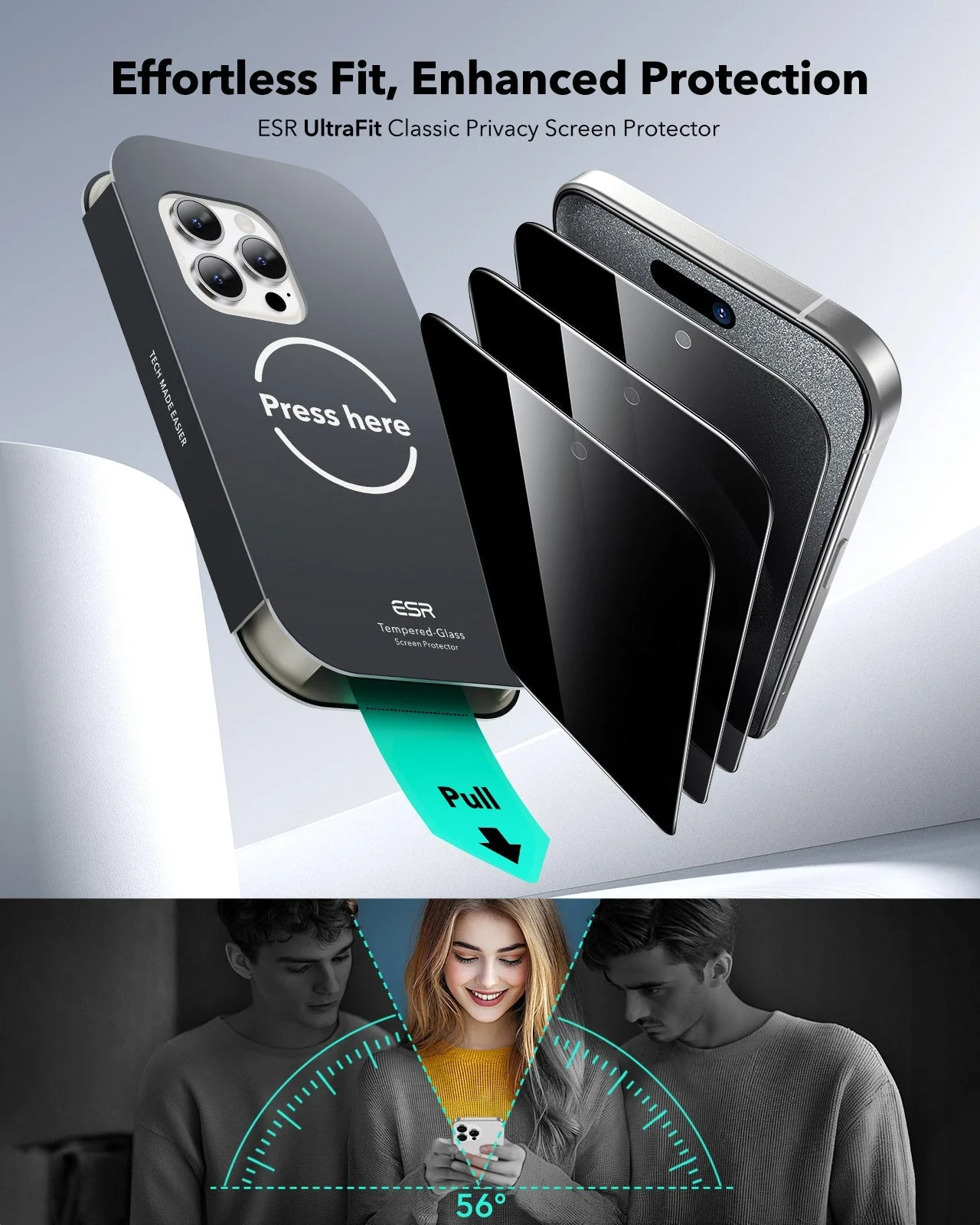 iPhone 15 Pro UltraFit Classic Privacy Screen Protector - 3 Pack - Image 2