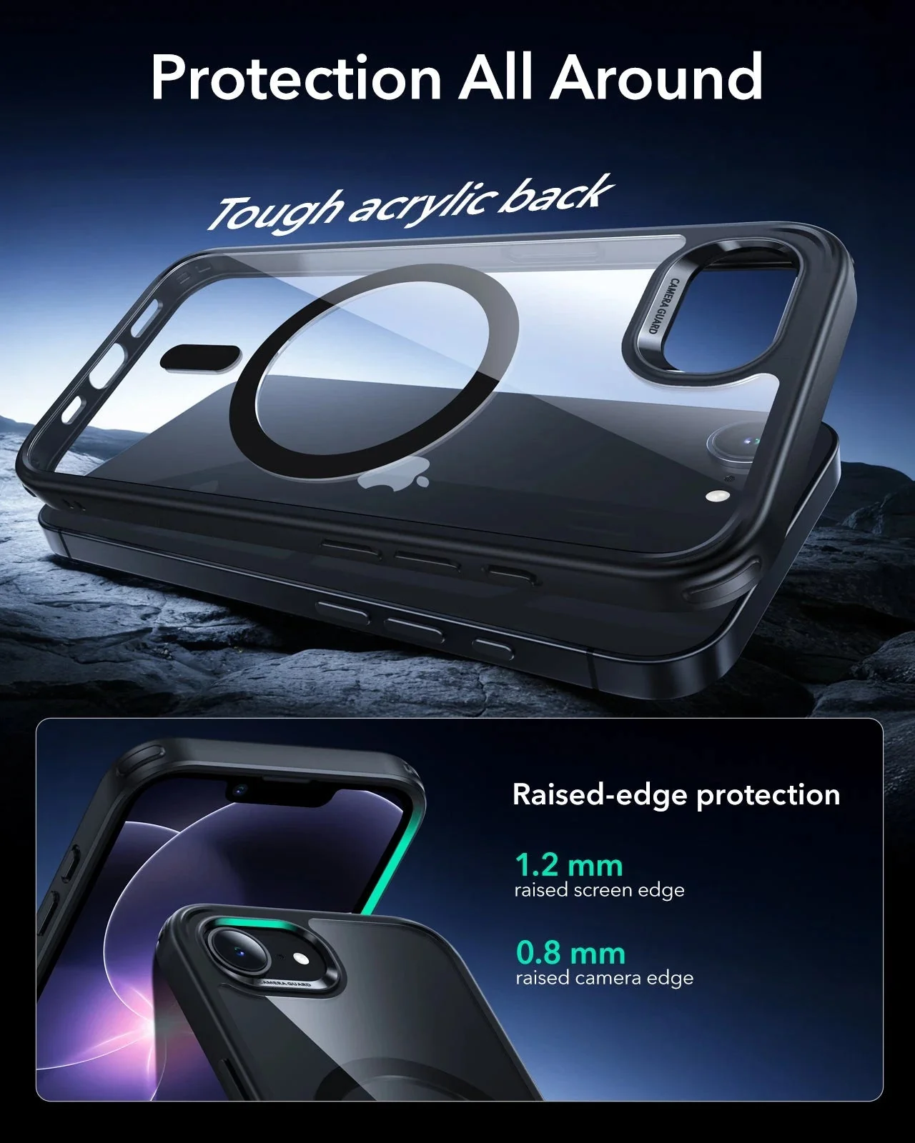 iPhone 17e Bundle Classic Hybrid Magnetic Case & ArmoriteĀ® Privacy Screen Protector - Clear Black - Image 3