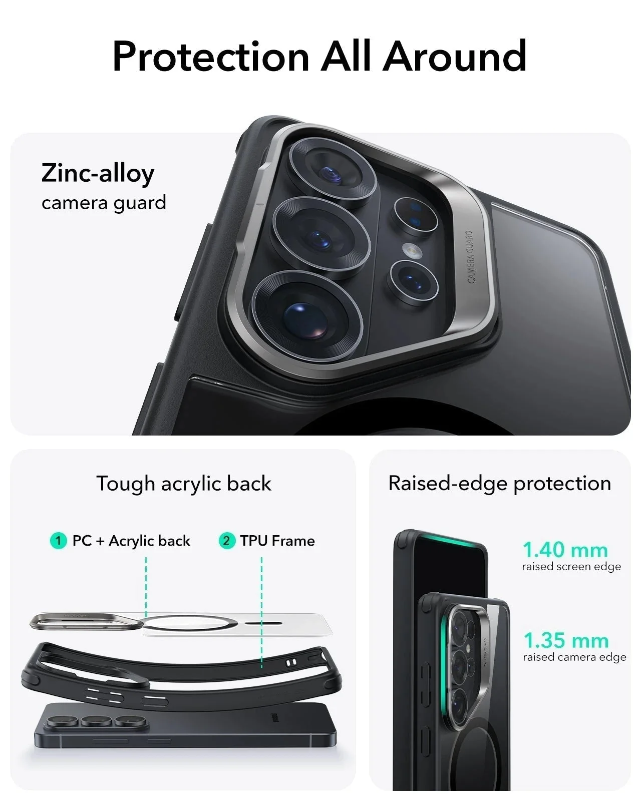 Galaxy S26 Ultra Bundle Classic Hybrid Magnetic Case (Stash Stand) and Armorite® Pro Screen Protector - Clear Black - Image 3