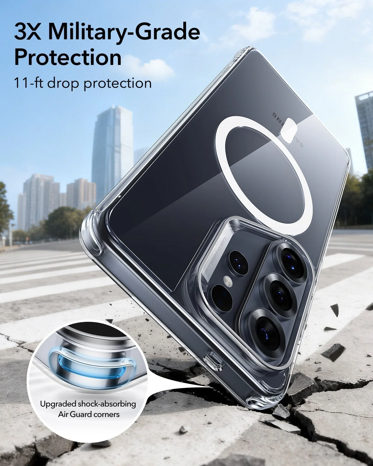 Galaxy S26 Ultra Bundle Classic Hybrid Magnetic Case and Armorite® Privacy Screen Protector - Clear - Image 3