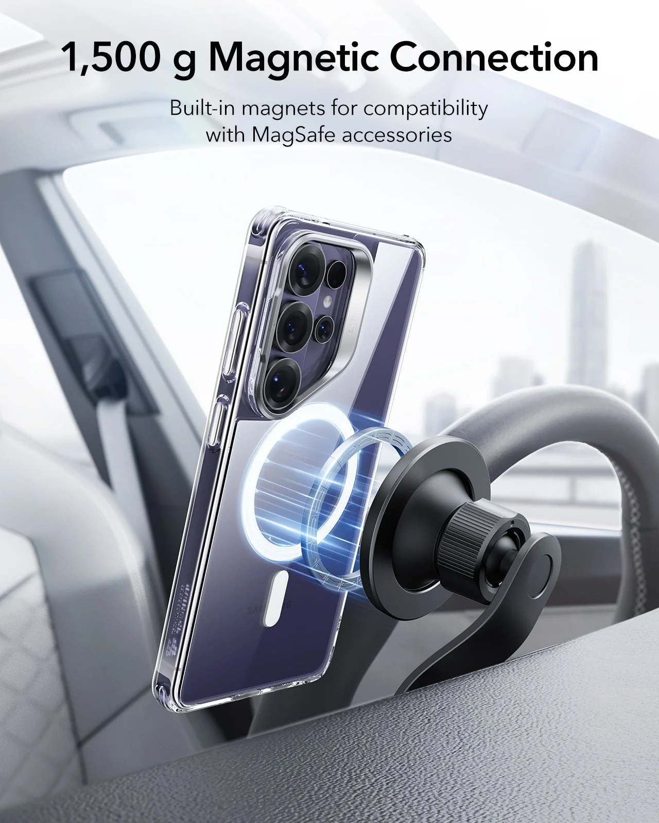 Galaxy S26 Ultra Bundle Classic Hybrid Magnetic Case (Stash Stand) and Armorite® Pro Privacy Screen Protector - Clear - Image 7