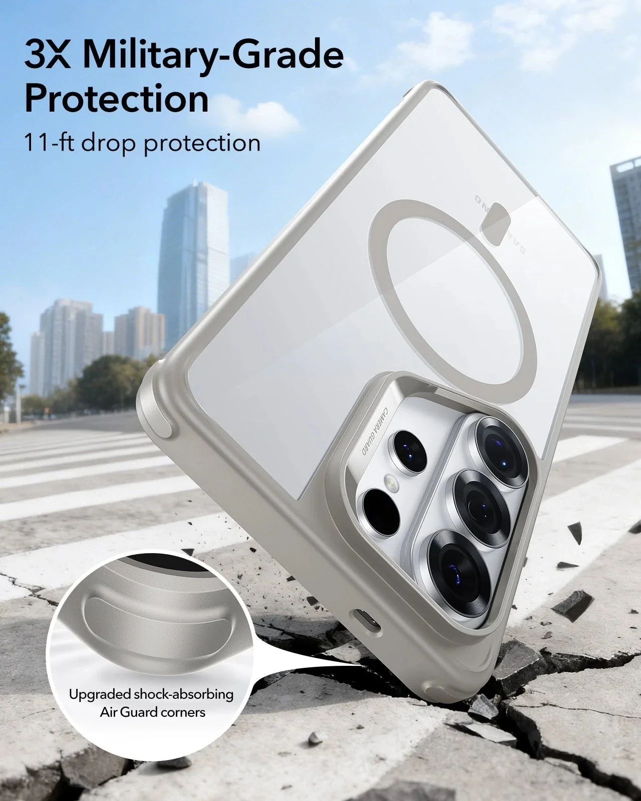 Galaxy S26 Ultra Bundle Classic Hybrid Magnetic Case and Armorite® Pro Privacy Screen Protector - Clear Grey - Image 3