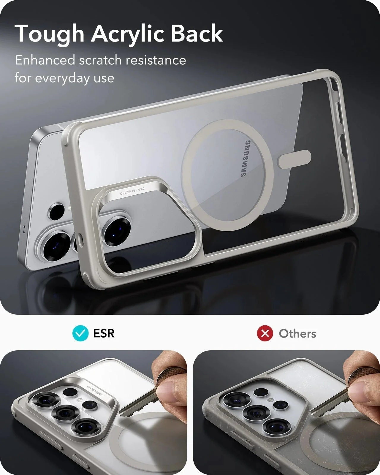 Galaxy S26 Ultra Bundle Classic Hybrid Magnetic Case and Armorite® Pro Privacy Screen Protector - Clear Grey - Image 5