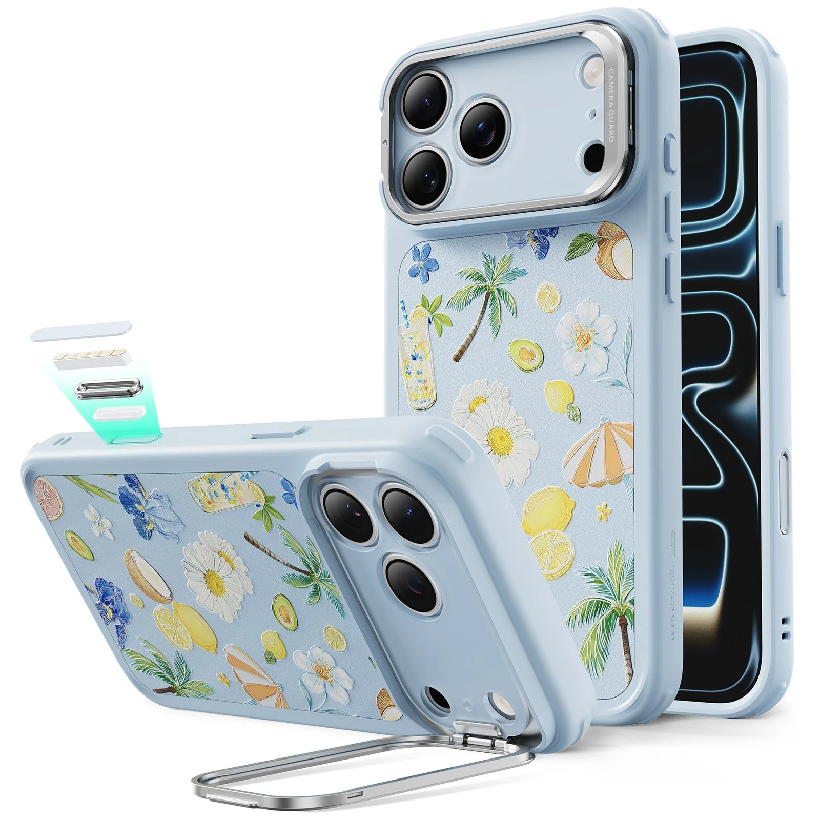 iPhone 17 Pro Classic Hybrid Magnetic Case (Camera Control, Stash Stand) - Tropical Paradise