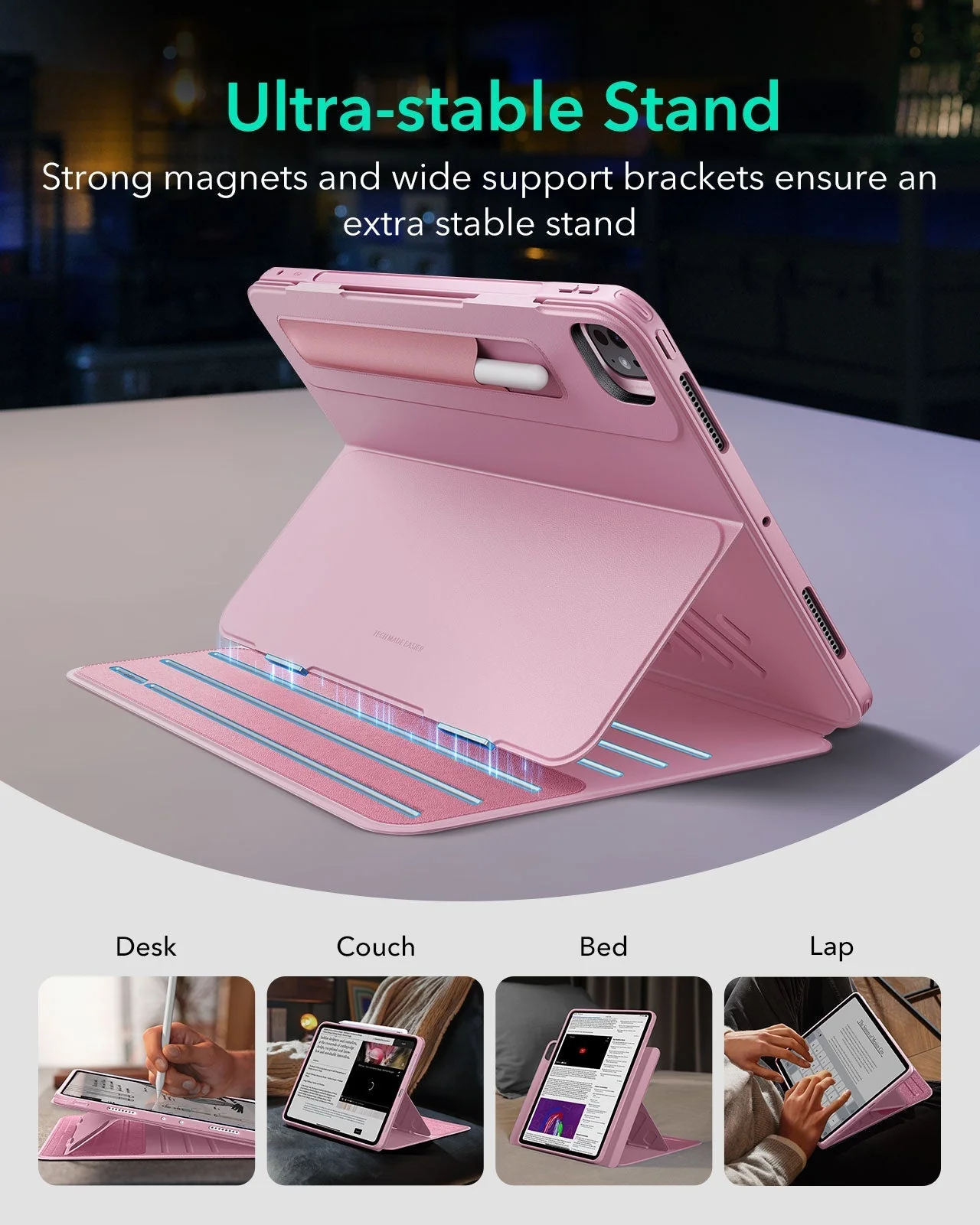 iPad Pro 11" (2025) Bundle Shift Magnetic Case & ArmoriteĀ® Paper-Feel Protection - Pink - Image 4