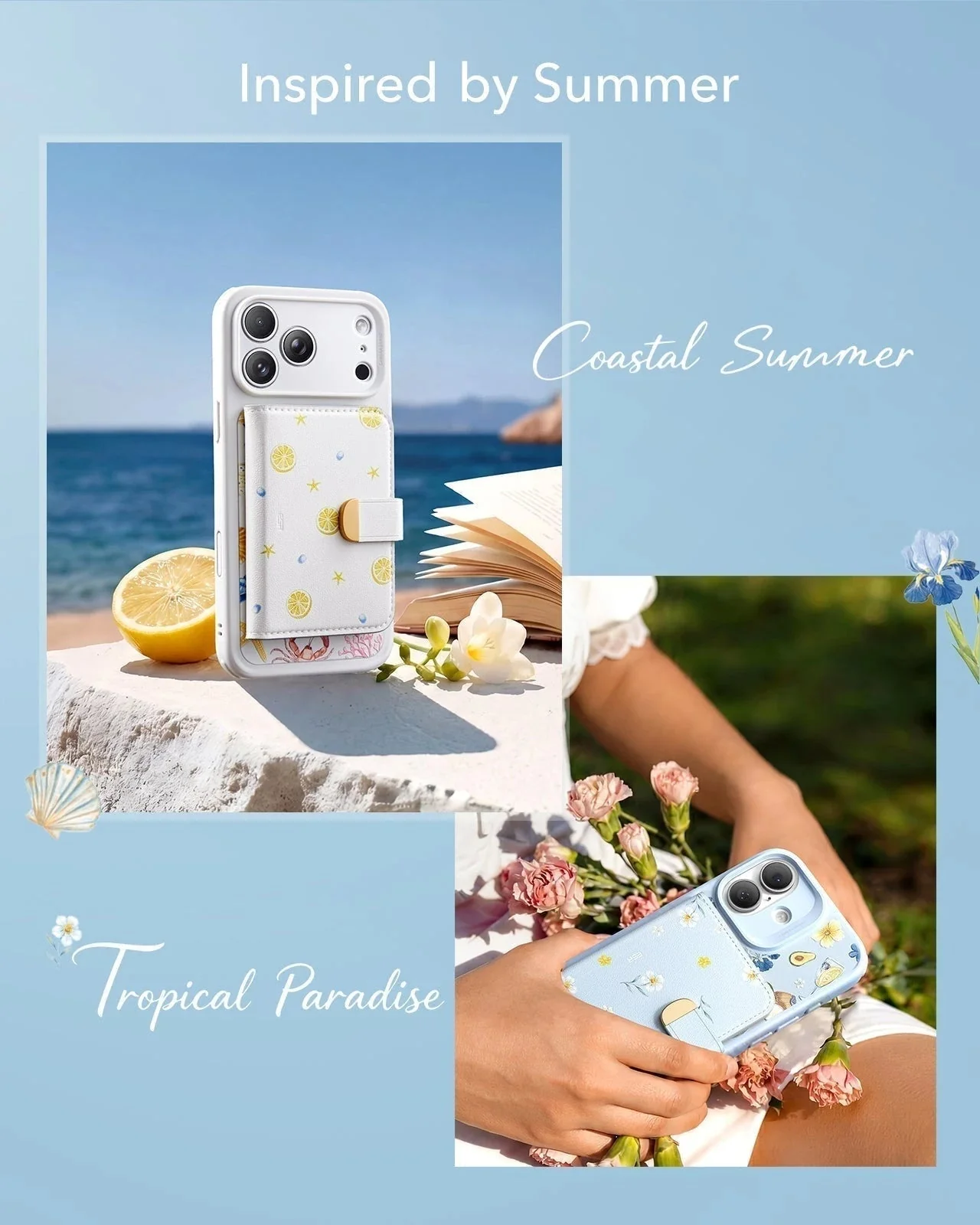 iPhone 17 Pro Classic Hybrid Magnetic Case (Camera Control, Stash Stand) & Aura Clutch Magnetic Wallet - Coastal Summer - Image 11
