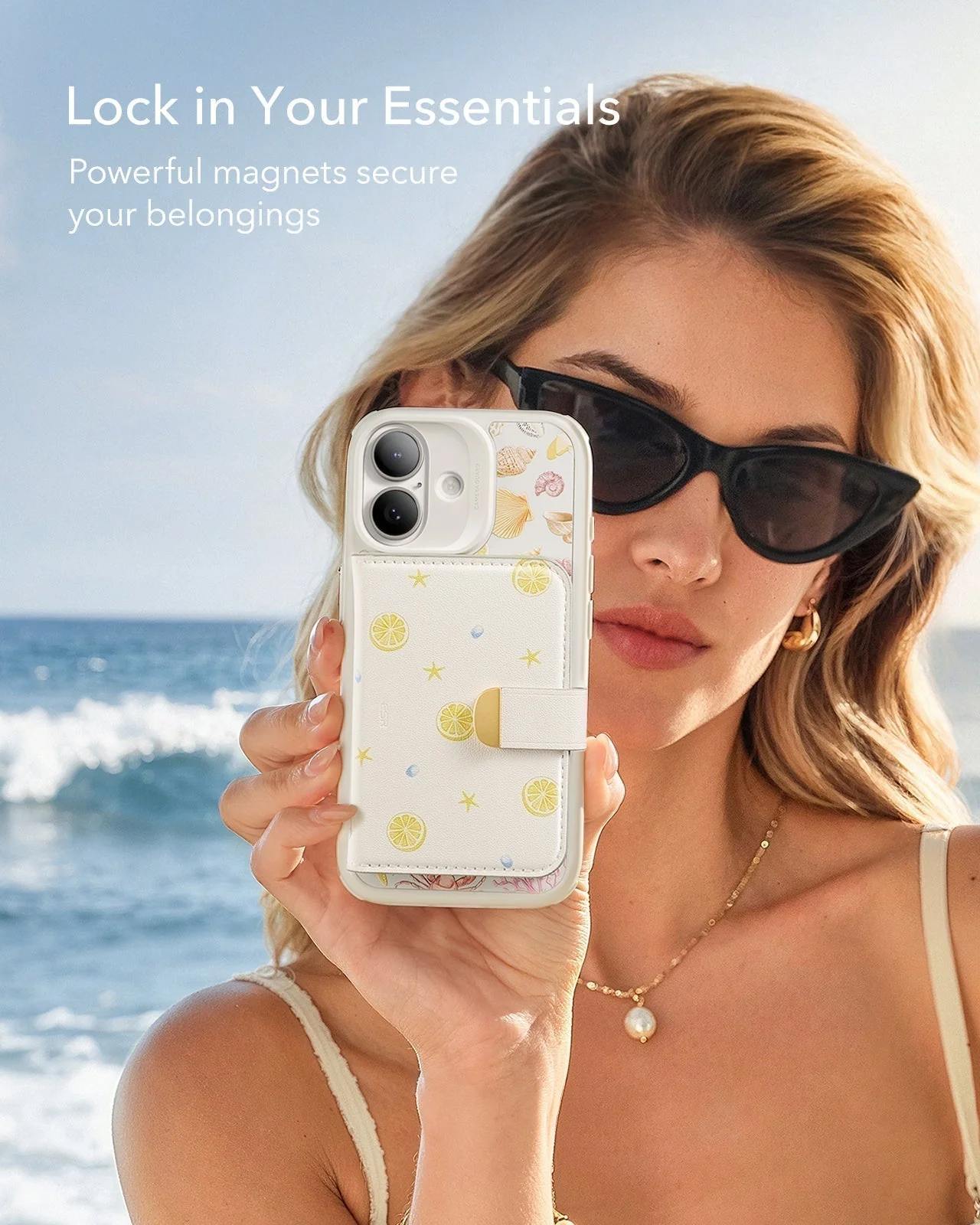 iPhone 17 Pro Classic Hybrid Magnetic Case (Camera Control, Stash Stand) & Aura Clutch Magnetic Wallet - Coastal Summer - Image 15
