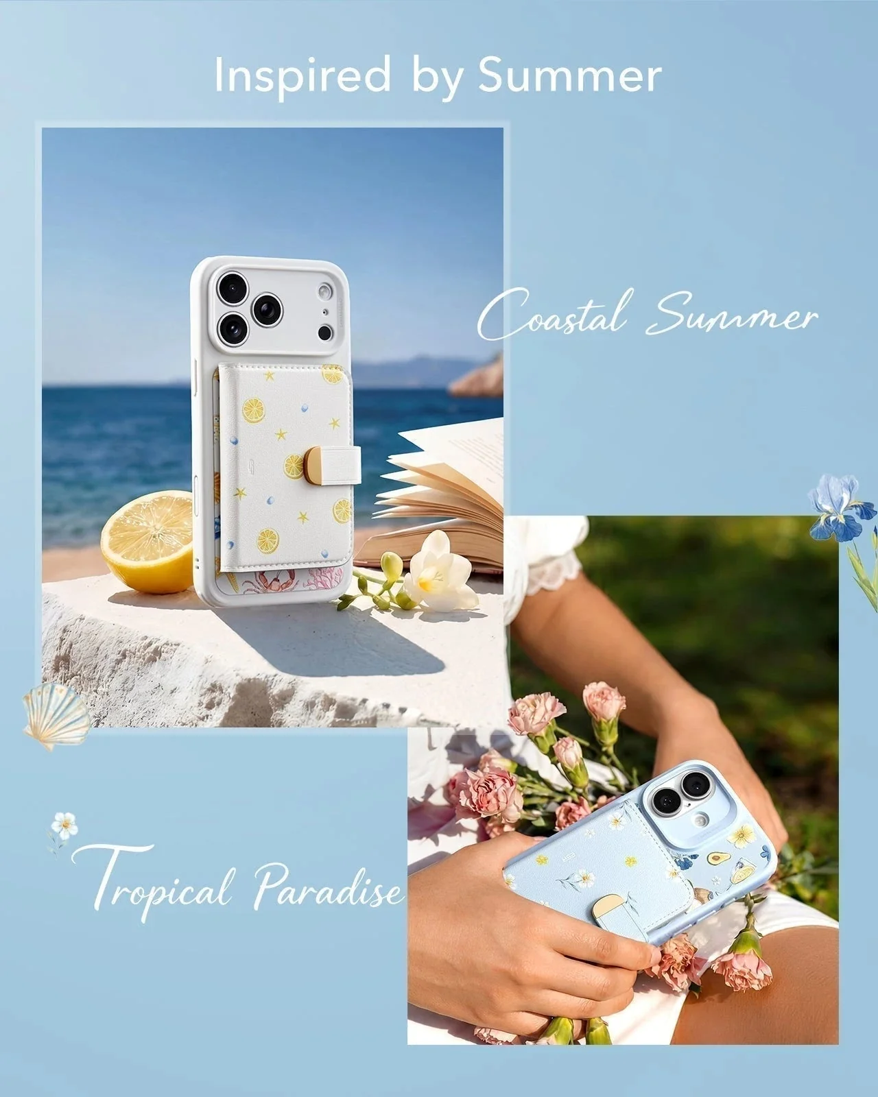 iPhone 17 Pro Classic Hybrid Magnetic Case (Camera Control, Stash Stand) & Aura Clutch Magnetic Wallet - Coastal Summer - Image 4