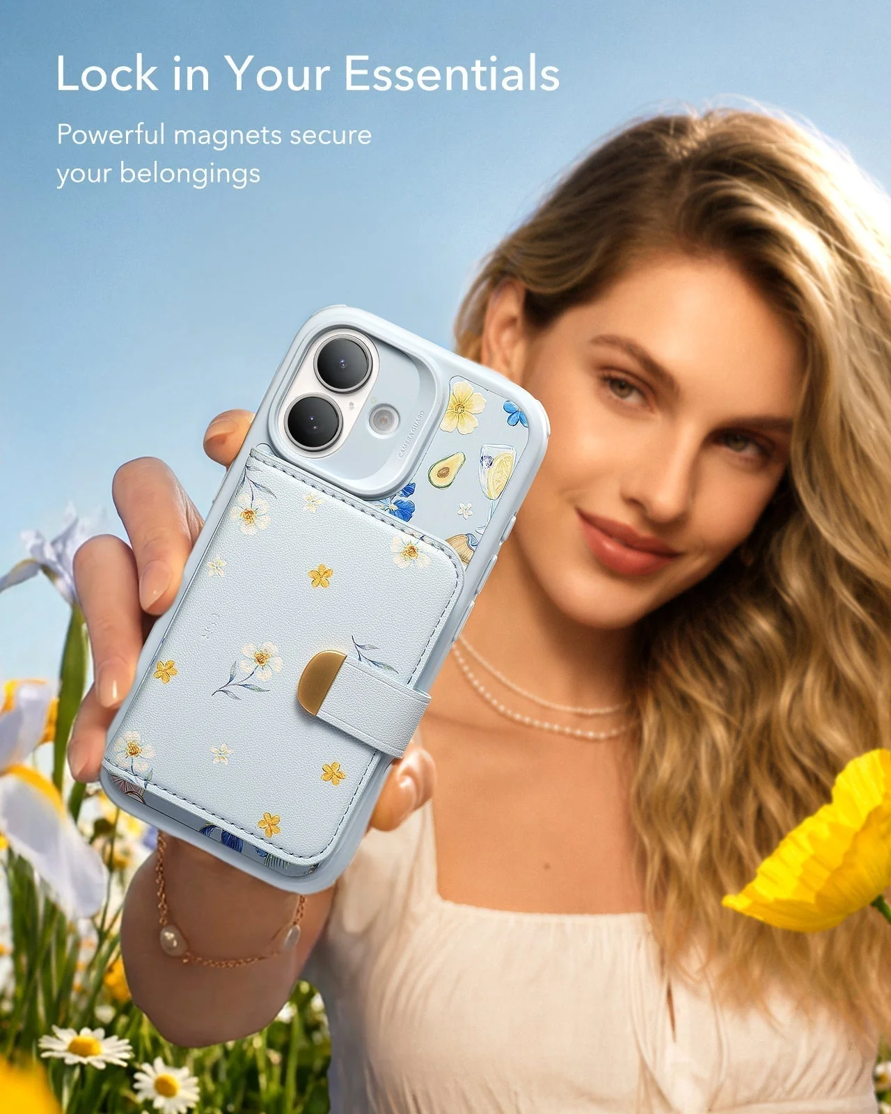 iPhone 17 Pro Classic Hybrid Magnetic Case (Camera Control, Stash Stand) & Aura Clutch Magnetic Wallet - Coastal Summer - Image 6