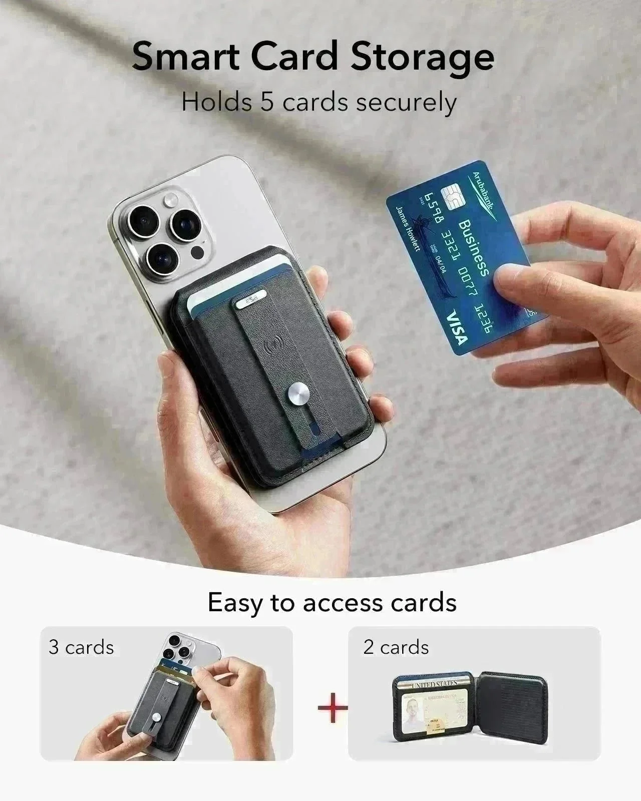 iPhone 17 Pro Cyber Tough Magnetic Case (Camera Control, Stash Stand) with Wallet Stand Bundle - Black - Image 5