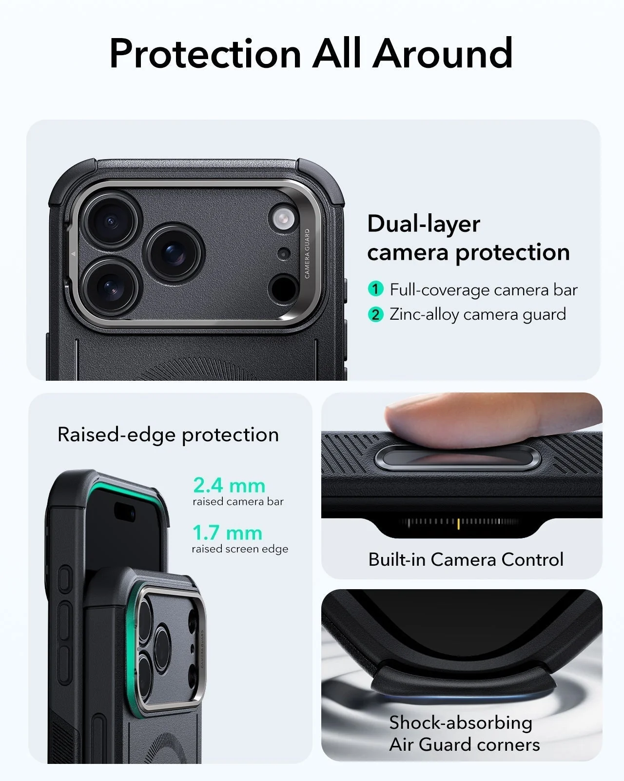 iPhone 17 Pro Max Bundle Cyber Tough Magnetic Case (Camera Control, Stash Stand) and Armorite Privacy Screen Protector - Black - Image 3