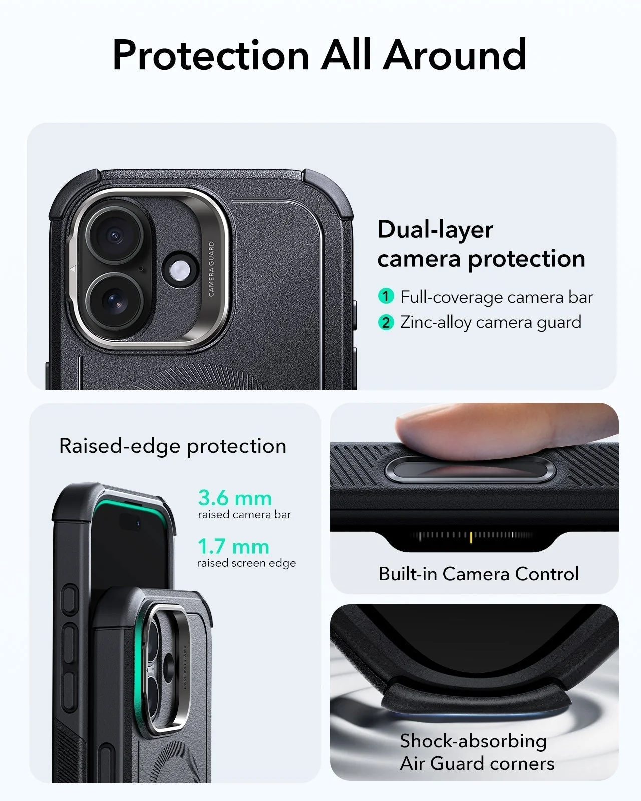 iPhone 17 Bundle Cyber Tough Magnetic Case (Camera Control, Stash Stand) and Armorite Screen Protector - Black - Image 3
