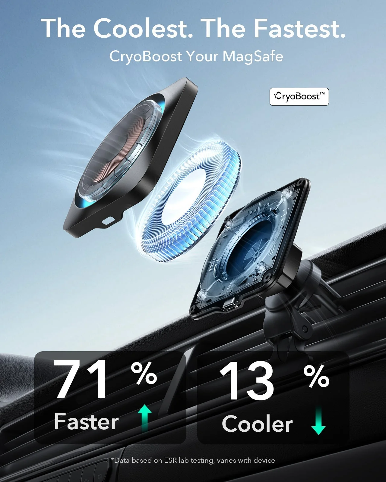 15W CryoBoost Car Charger and Geo Wallet Stand Bundle- US Plug–Black - Image 4