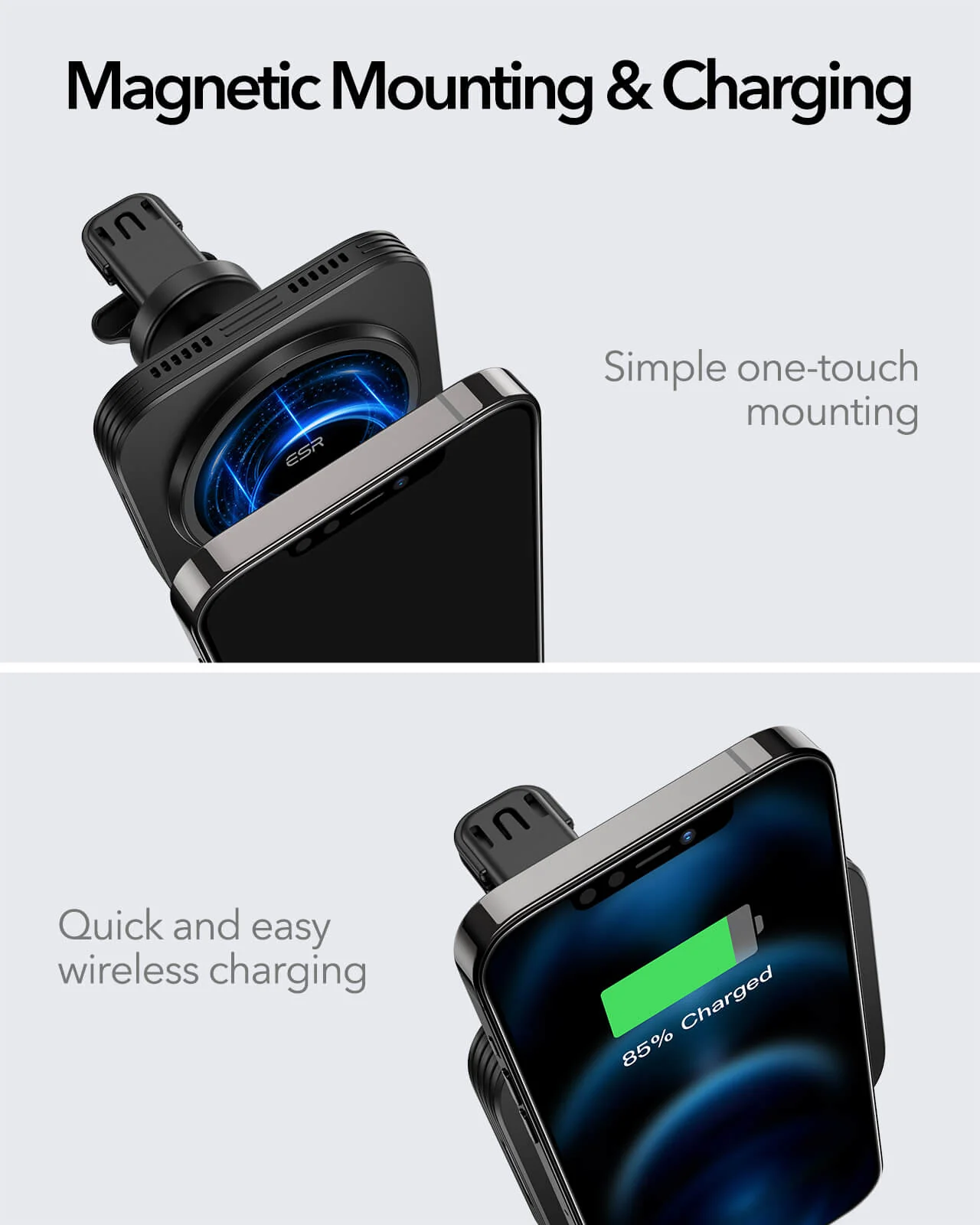 Magnetic Wireless Car Charger and 25W CryoBoost Foldable 3-in-1 Charger Bundle - EU Plug–Black - Image 5