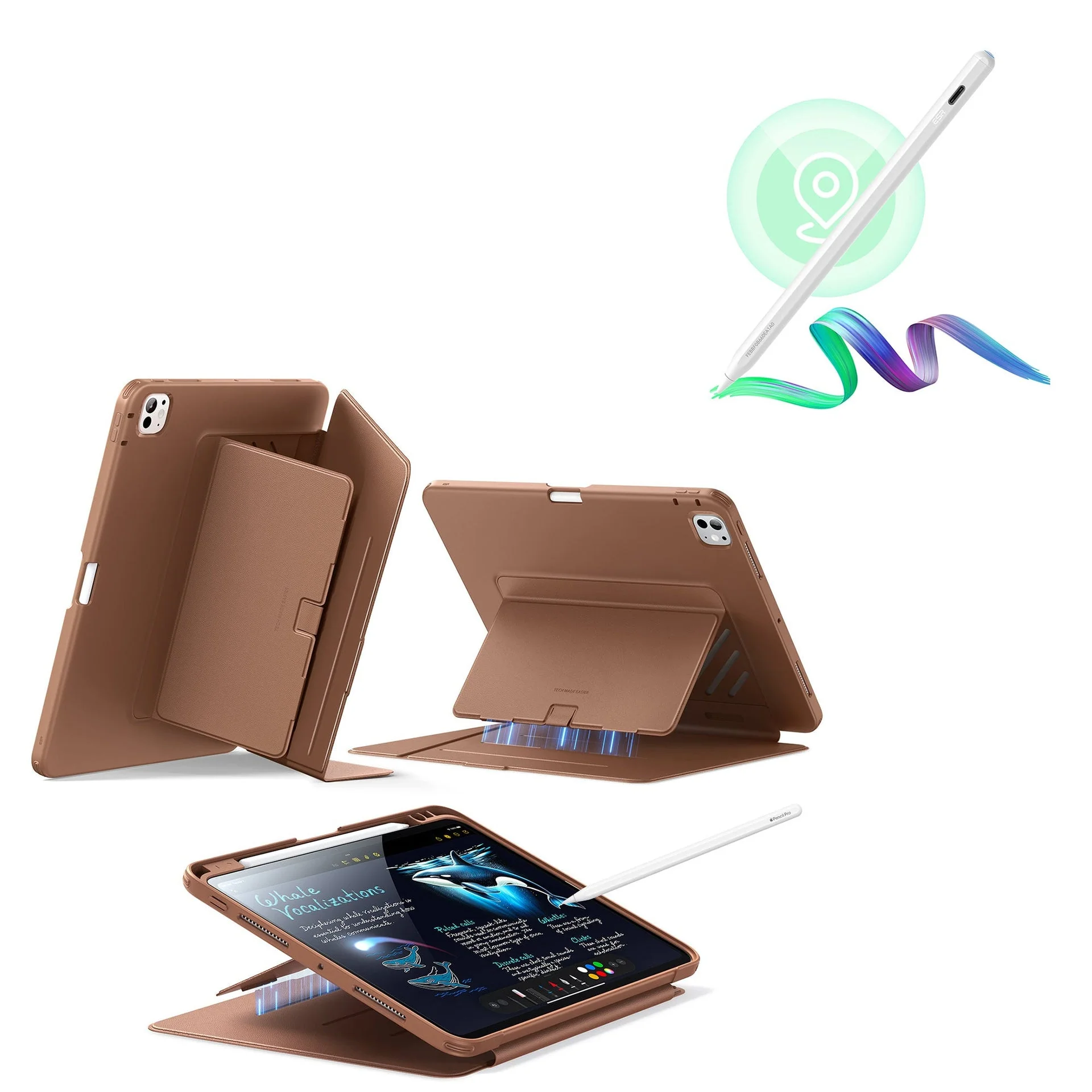 iPad Pro 11″ (2025) Flip Magnetic Case with Pencil Bundle - Brown