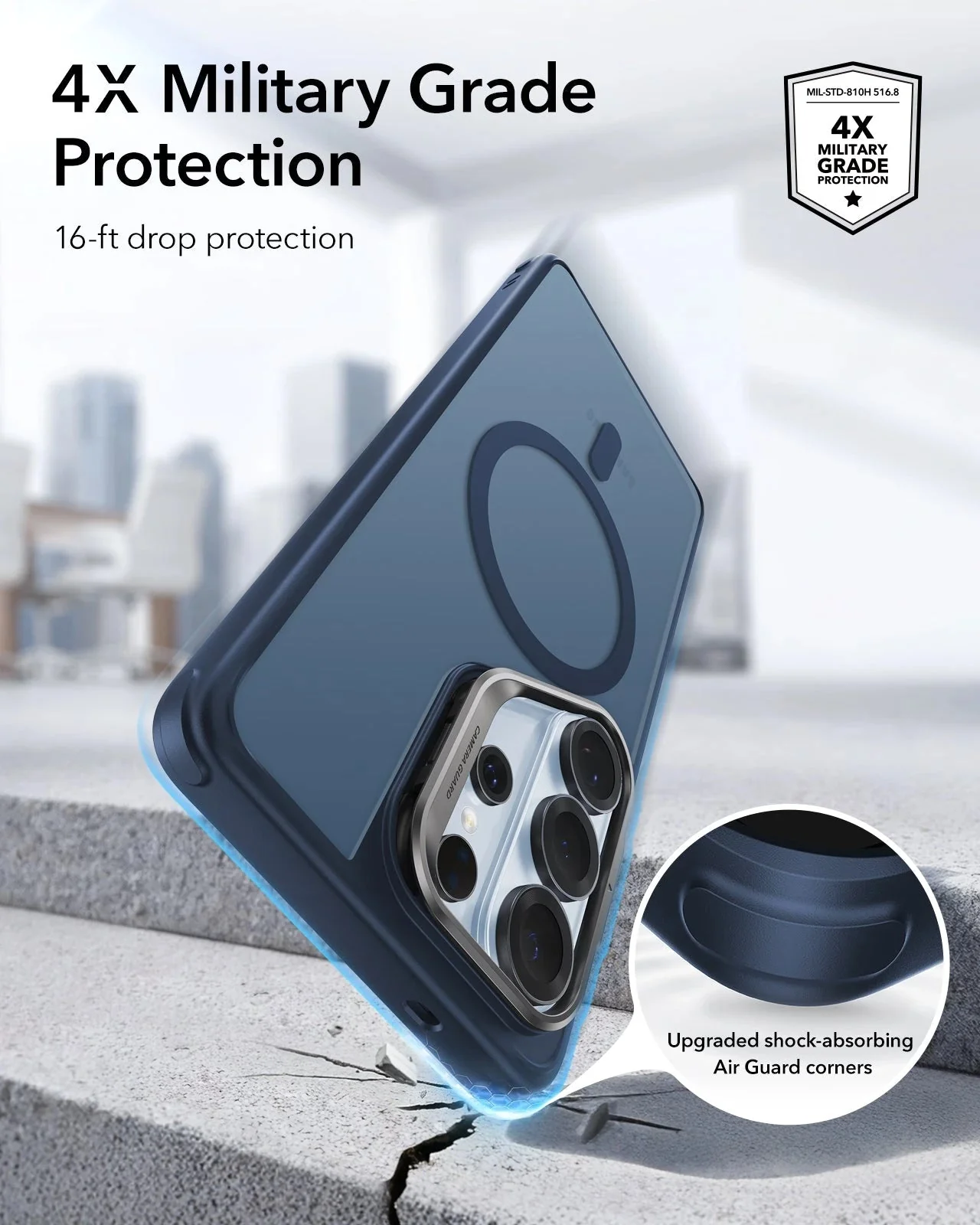 Galaxy S26 Ultra Classic Hybrid Magnetic Case (Stash Stand) - Frosted Blue - Image 3