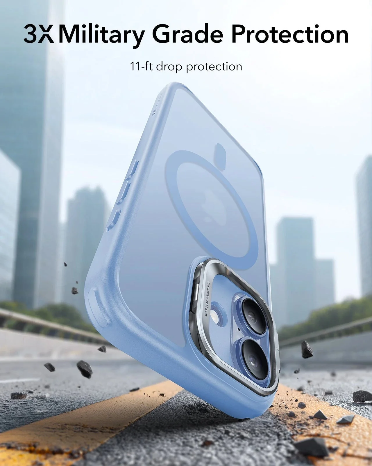 iPhone 17 Bundle Classic Hybrid Magnetic Case (Camera Control, Stash Stand) and Armorite Pro Screen Protector - Frosted Light Blue - Image 4