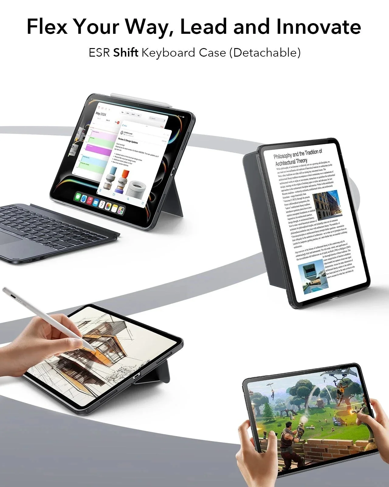 iPad Pro 13" (2025) Bundle Shift Keyboard Case and Armorite Screen Protector - UK Layout - Dark Gray - Image 3