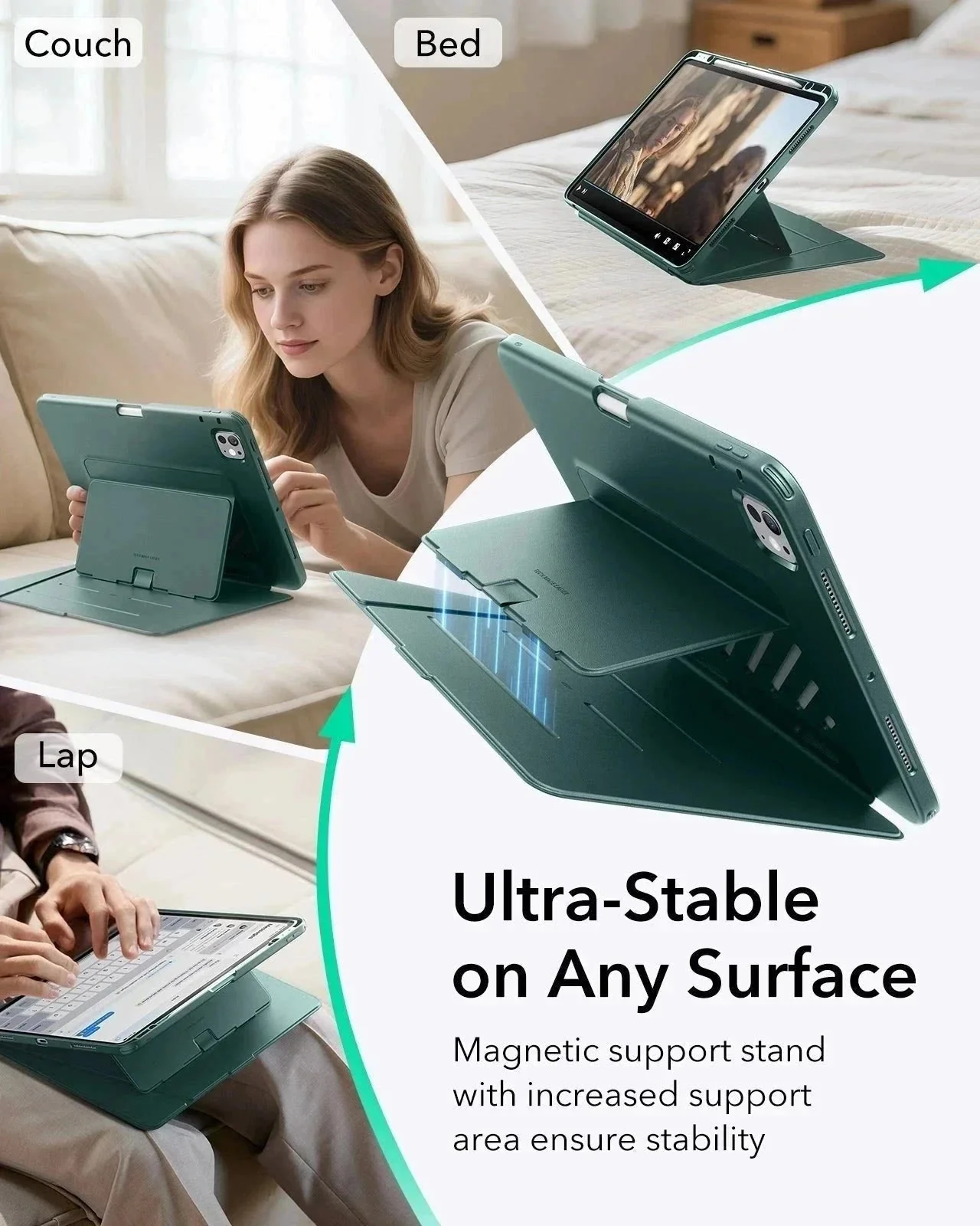 iPad Pro 13" (2024) Flip Magnetic Case with Pencil Holder - Green - Image 3