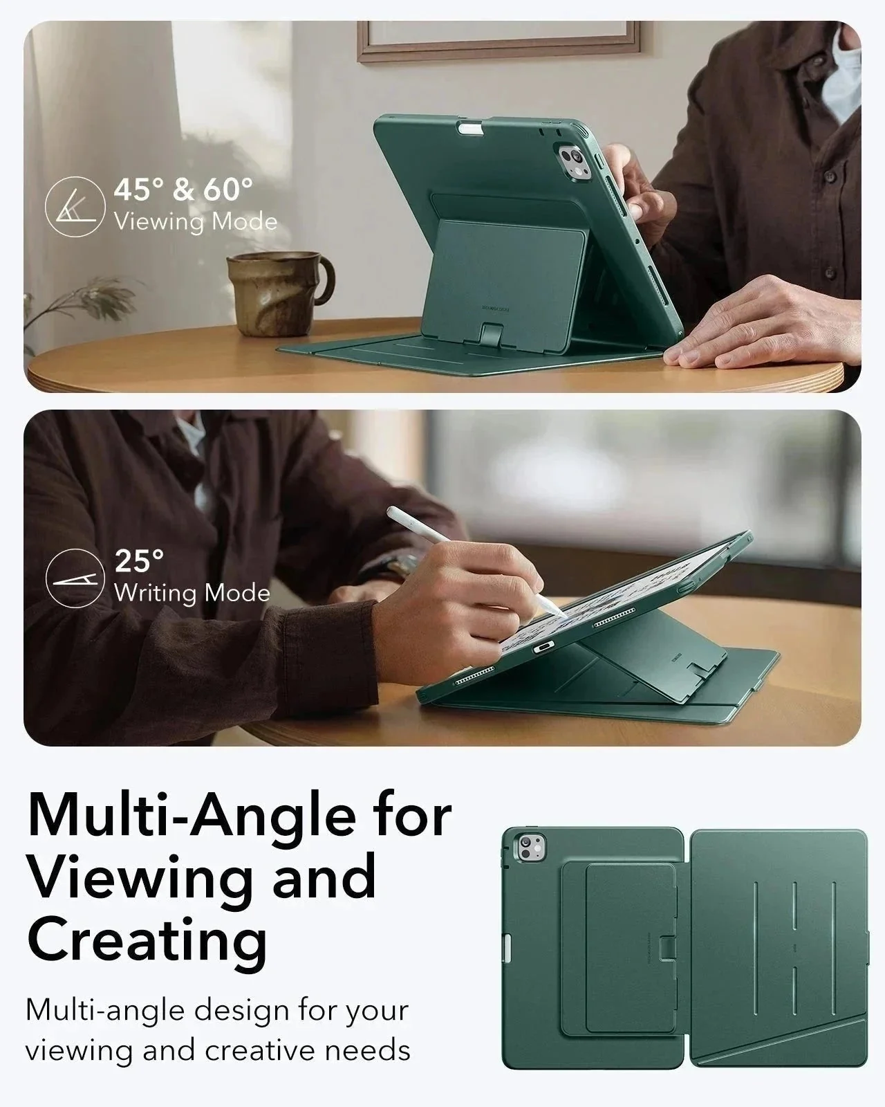 iPad Pro 13" (2025) Bundle Flip Magnetic Case with Pencil Holder & Armorite® Protection - Green - Image 10