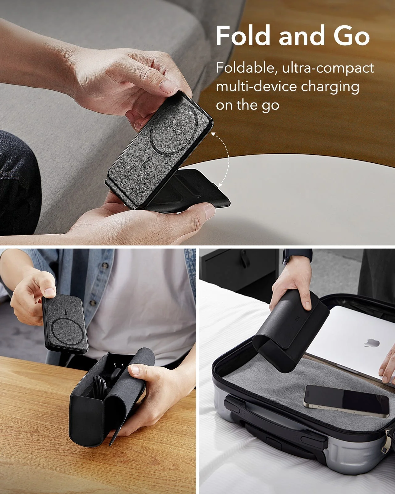 HaloLock™ 3-in-1 Travel Wireless Charging Set - White - JP Plug - Image 4