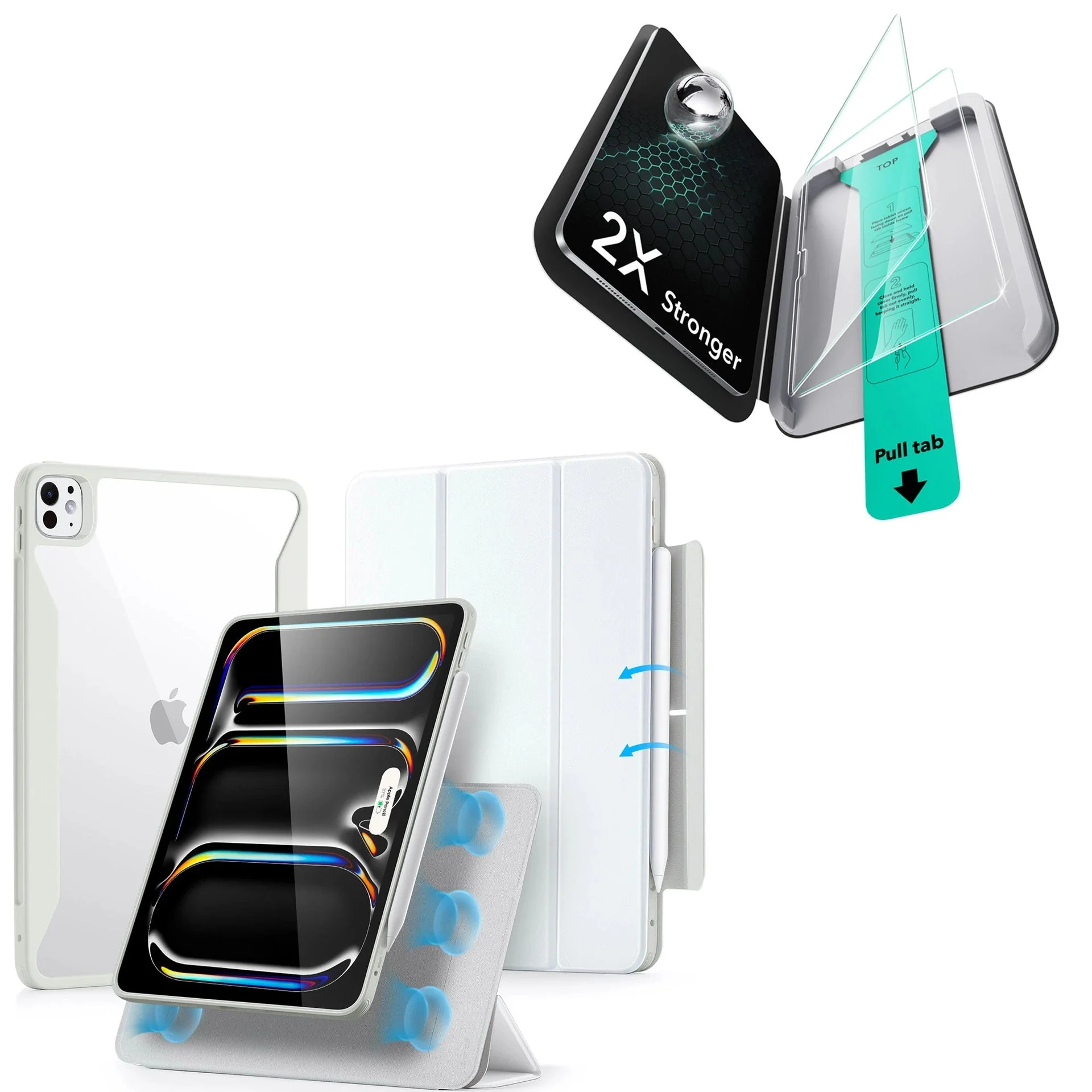 iPad Pro 13ʺ (2025) Rebound Case and Screen Protector Bundle - Brilliant White