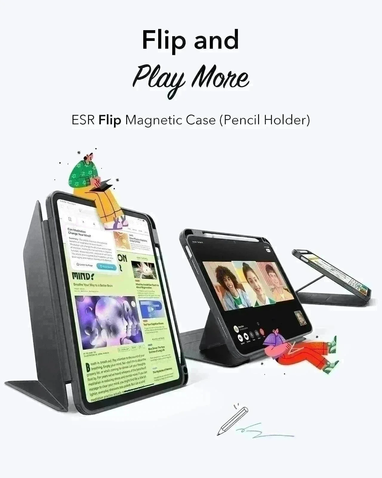 iPad 10th Generation Flip Magnetic Case with Pencil Holder - Navy Blue - Image 4