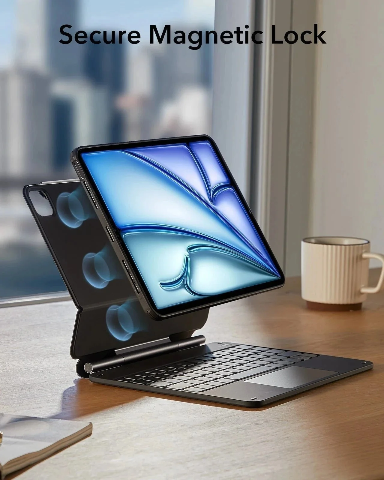 iPad Air 11” (2025) Rebound Magnetic Keyboard Case 360 Protection Paper-Feel Bundle-UK Layout-Black - Image 8