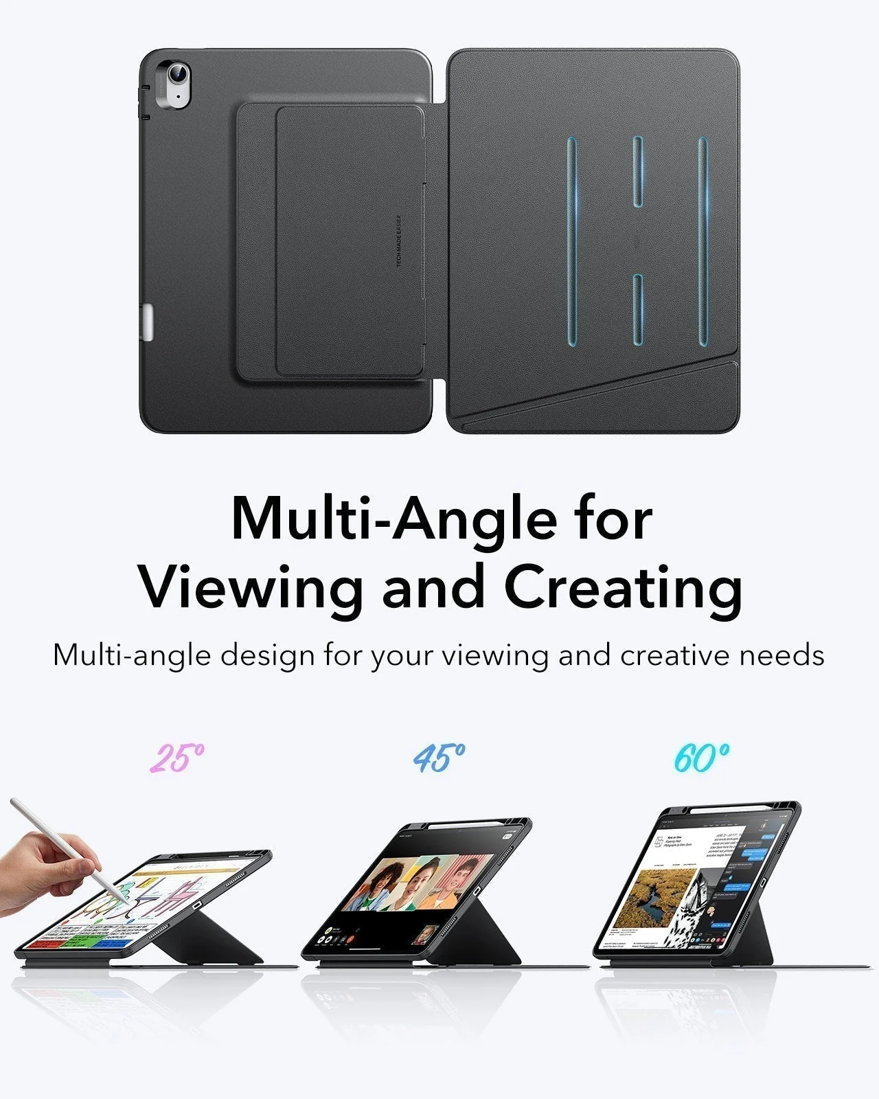 iPad Air 13" (M3) 2025 Bundle Flip Magnetic Case with Geo Digital Pencil - Sky Blue - Image 5
