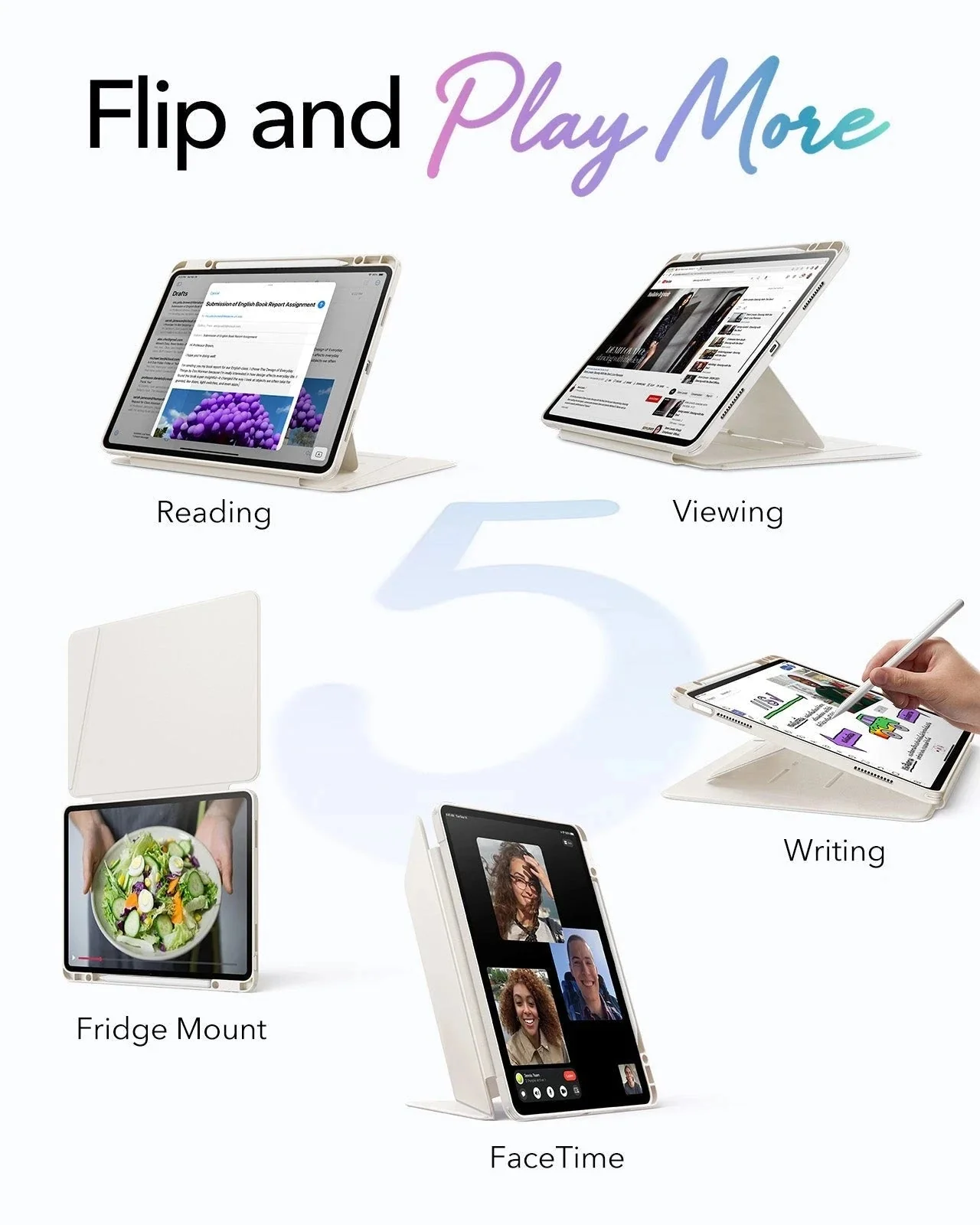 iPad Air 13" (M4) 2026 Bundle Flip Magnetic Case with Pencil Holder & Armorite® Protection - Starlight - Image 12