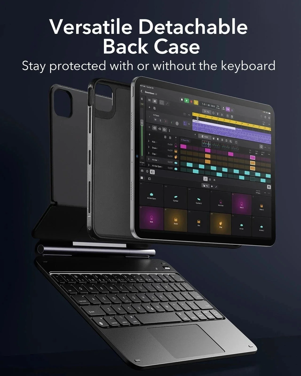 iPad Air 11” (2024) Rebound Magnetic Keyboard Case 360 - UK Layout-Black - Image 4