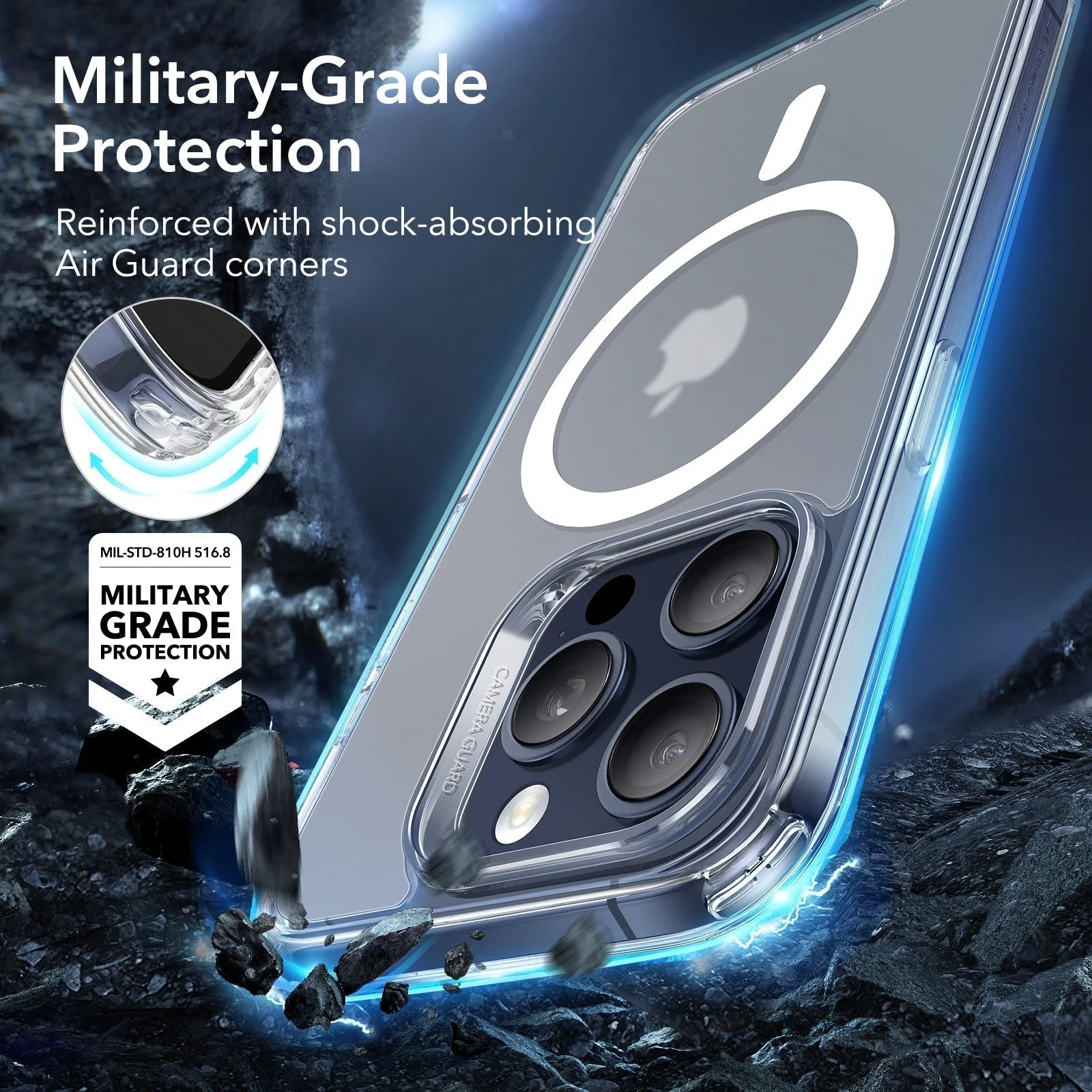 iPhone 15 Pro Classic Hybrid Case (HaloLock) - Frosted Clear - Image 4