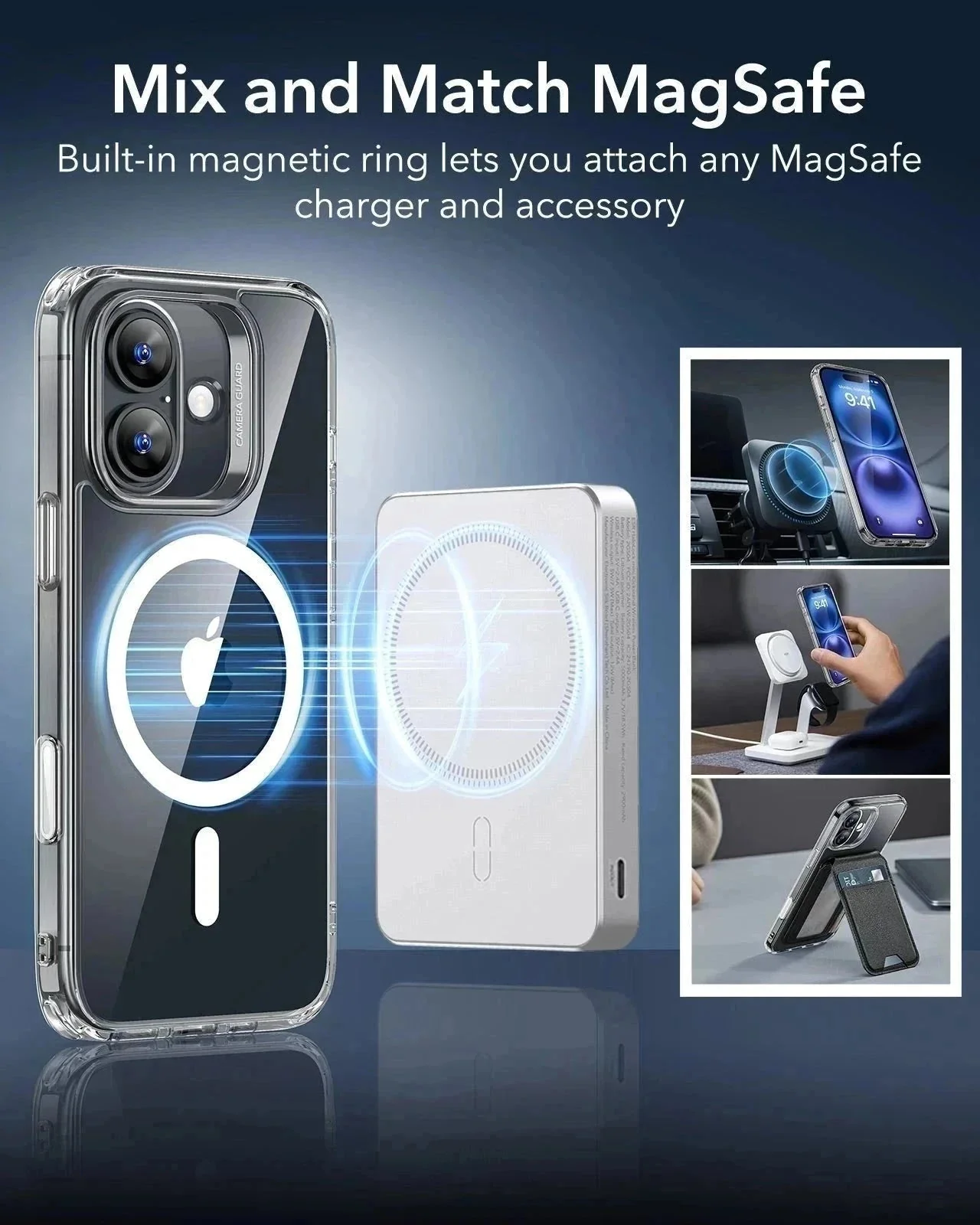 iPhone 16 Classic Hybrid Magnetic Case (Camera Control) & Screen Protection Bundle - Clear Blue - Image 7