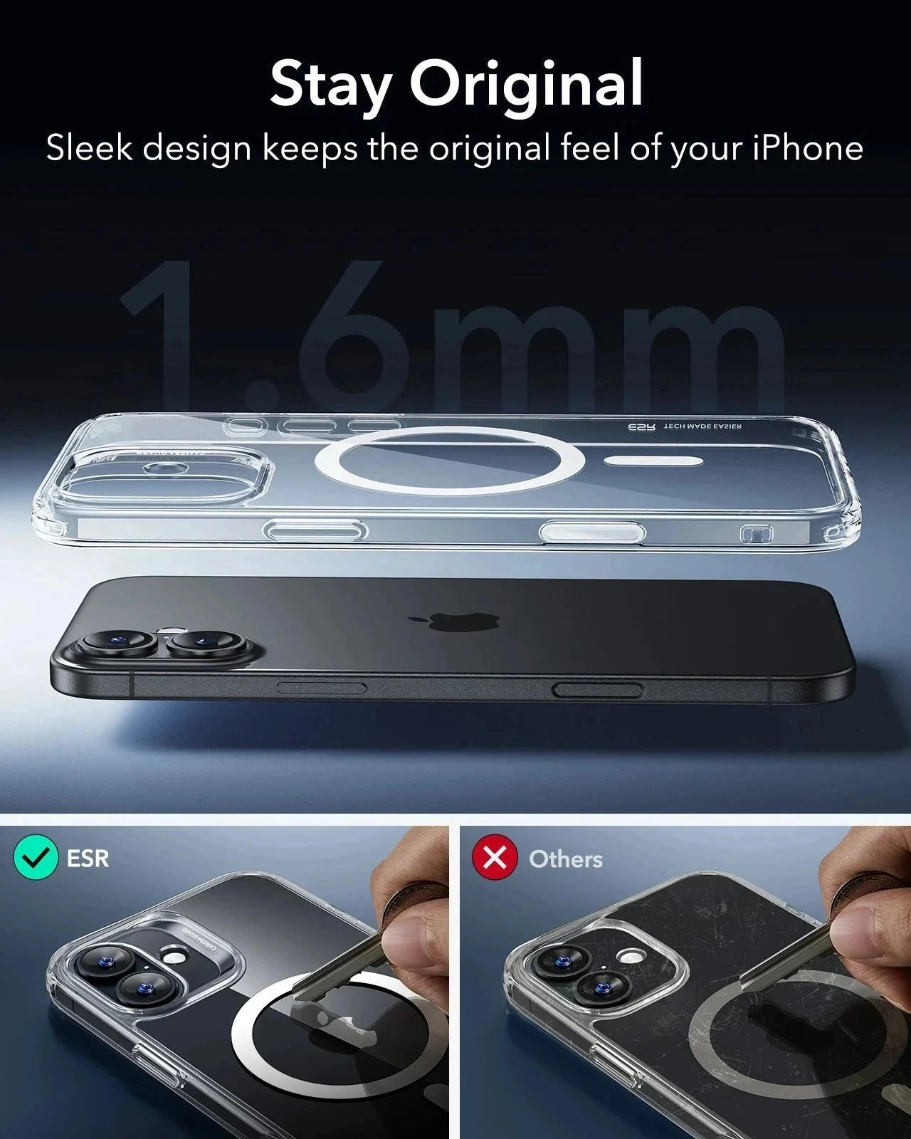 iPhone 16 HaloLock Classic Hybrid Case (Camera Control) - Clear Black - Image 9