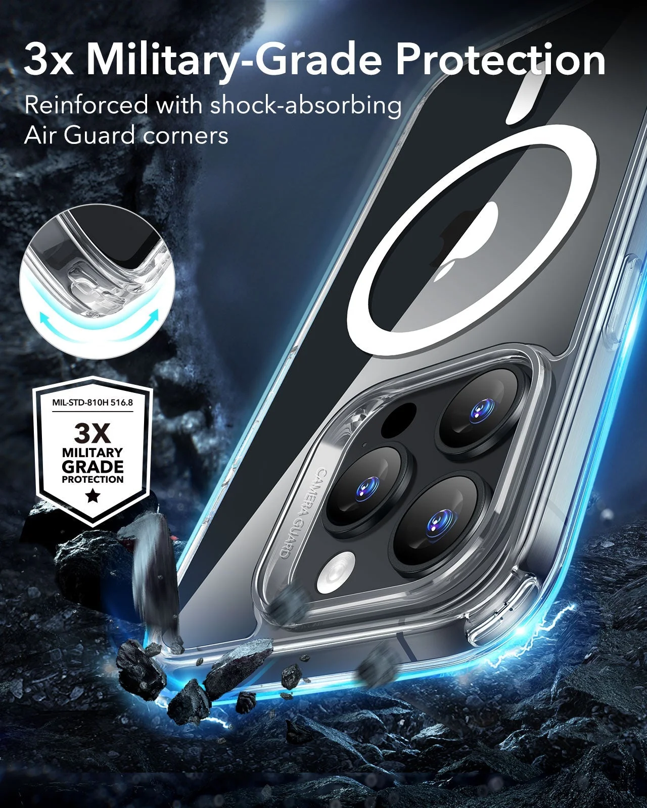iPhone 16 Pro Classic Hybrid Case (HaloLock) - Frosted Black - Image 4