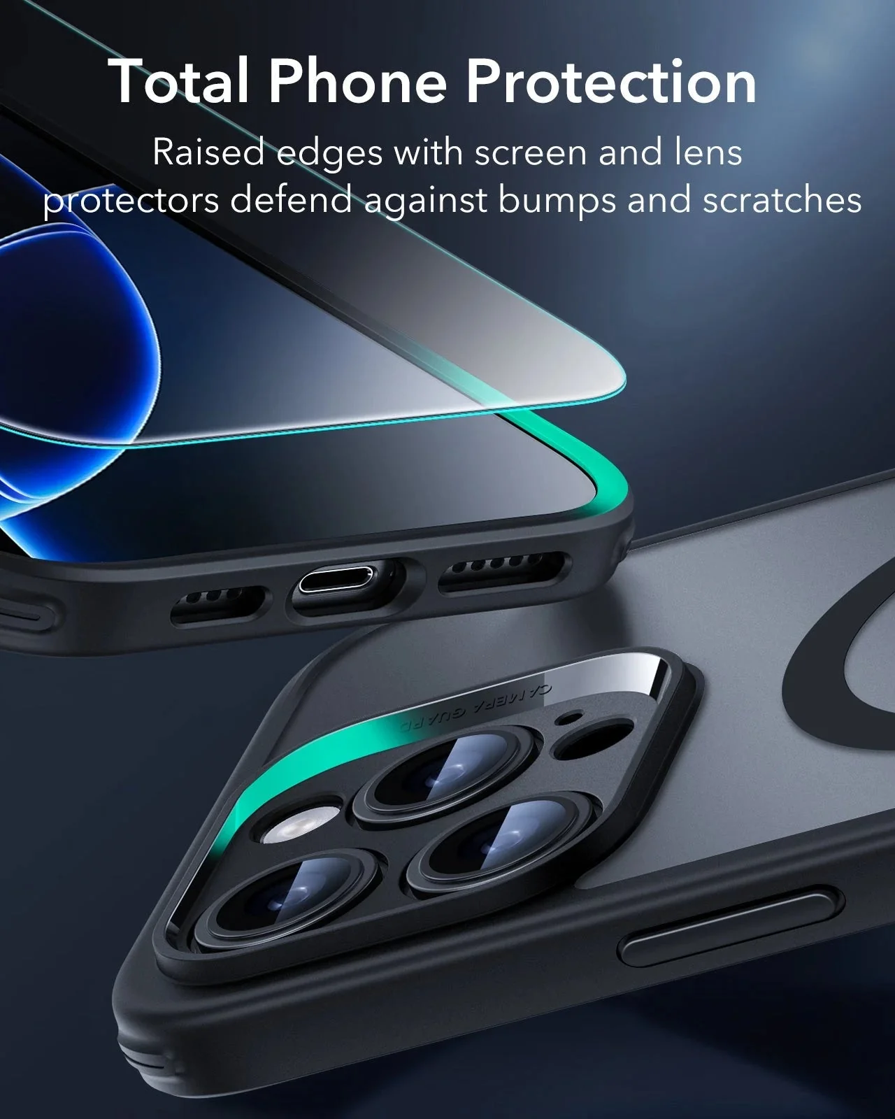 iPhone 16 Pro Classic Pro Case (HaloLock) Set - Frosted Dark Green - Image 5
