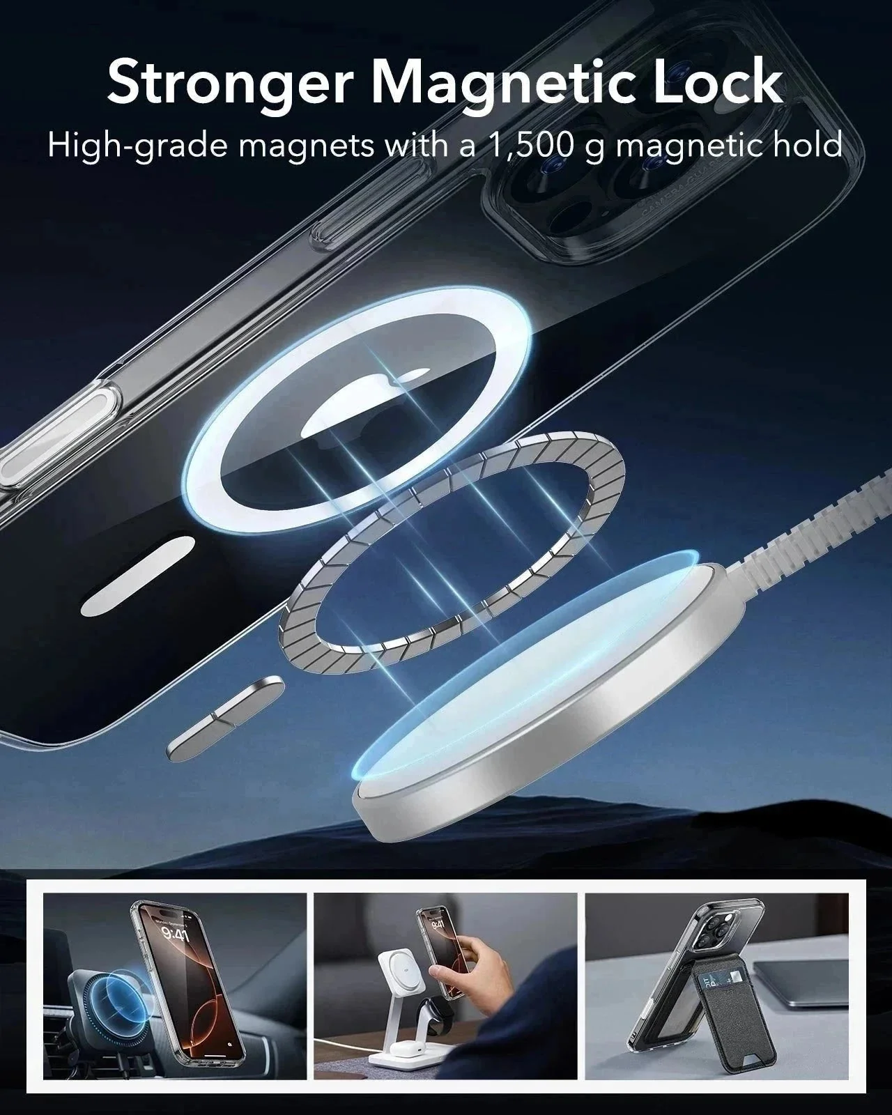 iPhone 16 Pro HaloLock Classic Hybrid Case (Camera Control) - Clear Black - Image 6