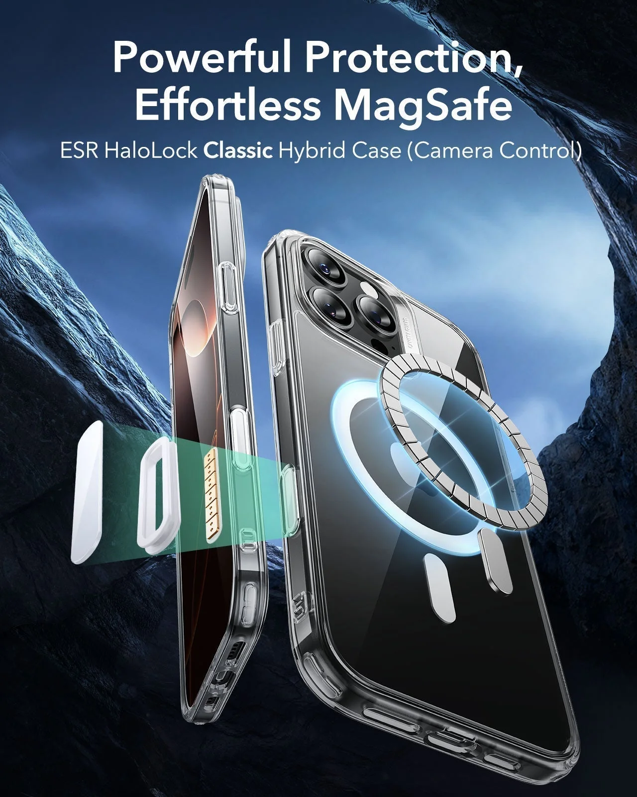 iPhone 16 Pro Max Classic Hybrid Magnetic Case (Camera Control) & Privacy Screen Protector Bundle - Frosted Clear - Image 3