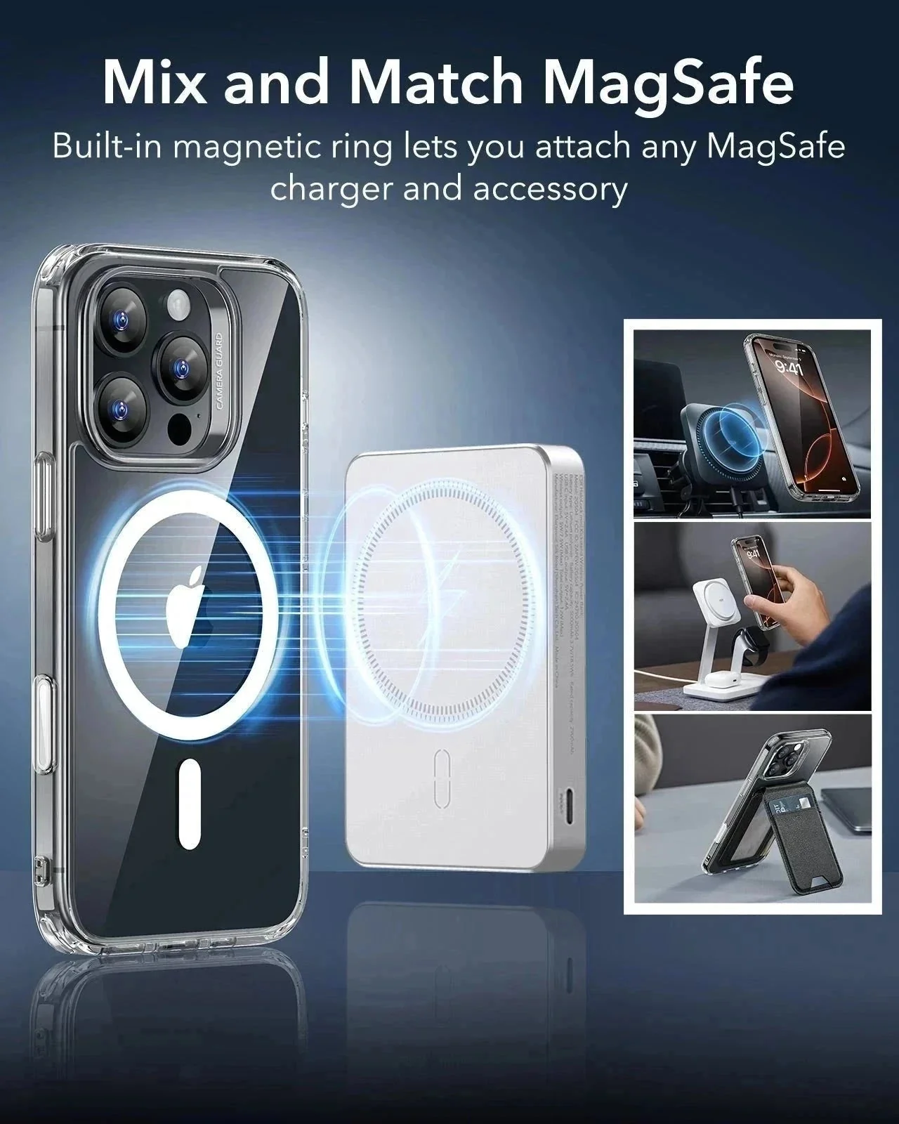 iPhone 16 Pro Max Classic Hybrid Magnetic Case (Camera Control) & Privacy Screen Protector Bundle - Frosted Clear - Image 8